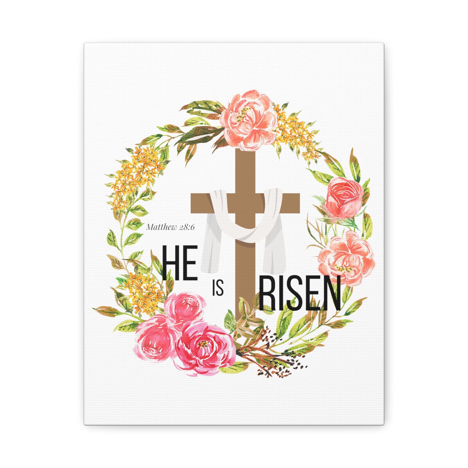 Scripture Walls Matthew 28:6 He Is Risen Bible Verse Canvas Christian Wall Art Ready to Hang Unframed-Express Your Love Gifts