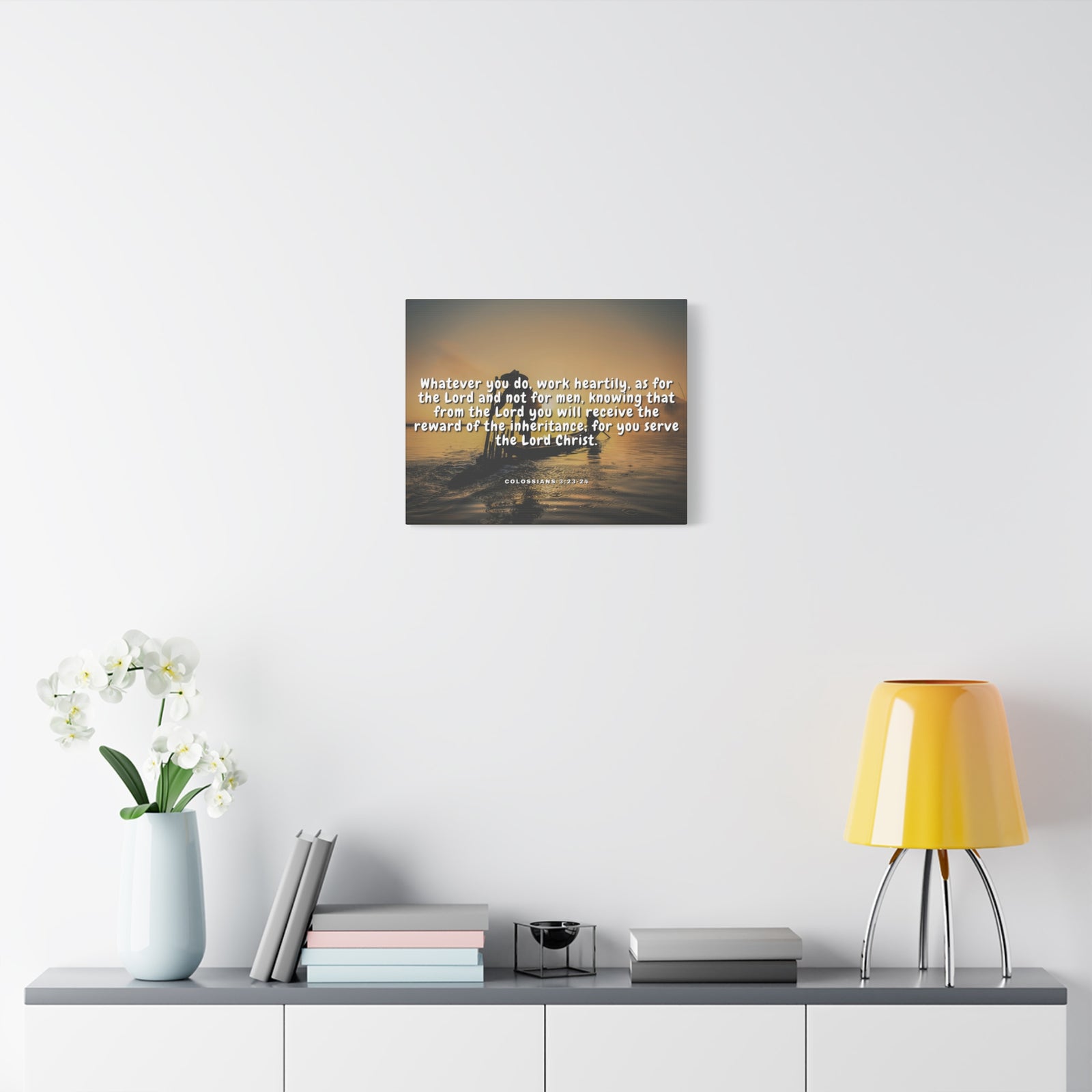 Scripture Canvas Working For God Colossians 3:23-24 Christian Wall Art Bible Verse Print Ready to Hang-Express Your Love Gifts