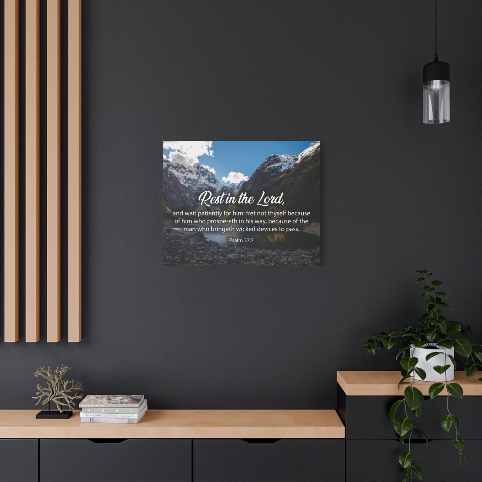 Bible Verse Canvas Rest in The Lord Psalm 37:7 Christian Home Decor Scripture Art-Express Your Love Gifts
