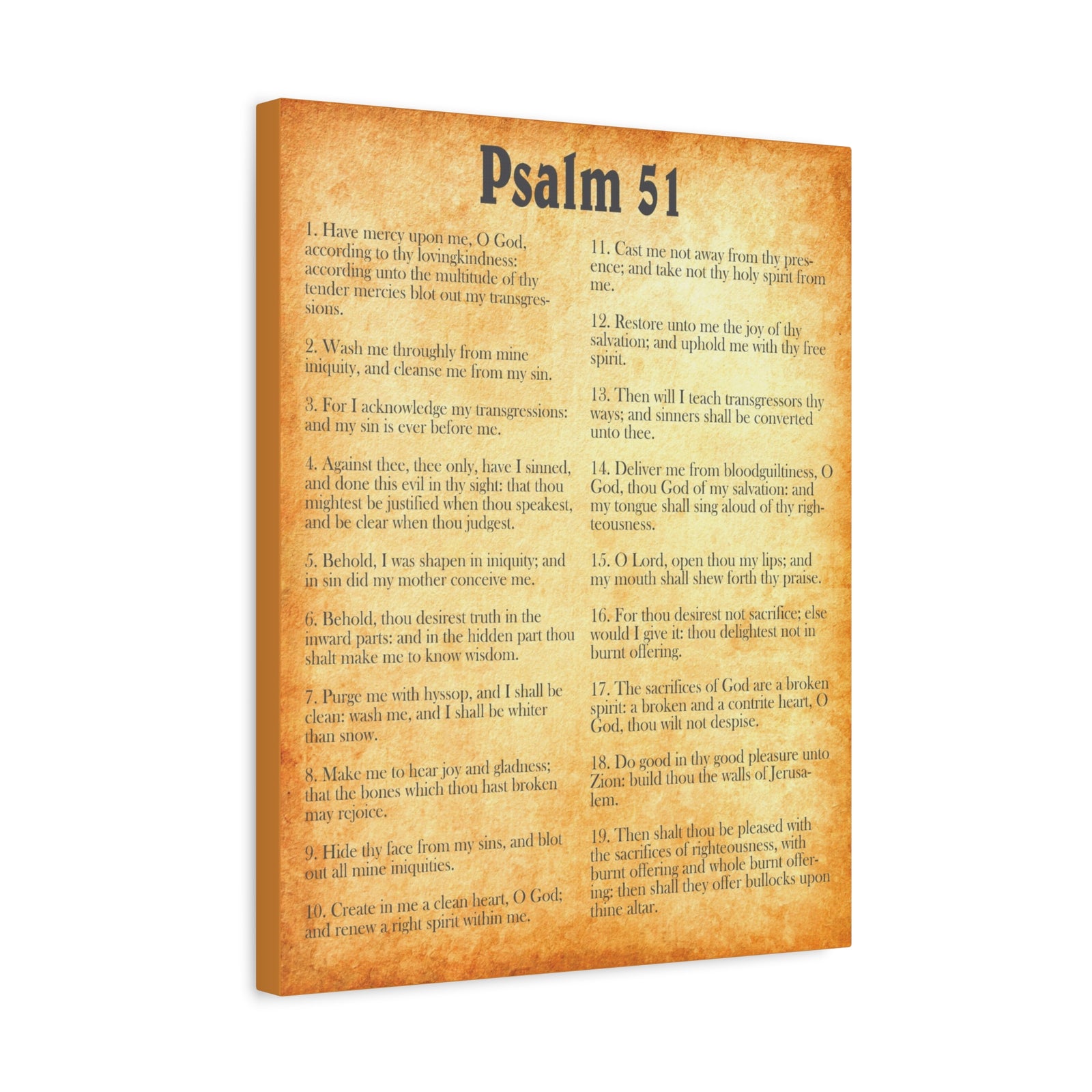 Scripture Walls Psalm 51 Gold Bible Chapter Canvas Christian Wall Art Ready to Hang-Express Your Love Gifts
