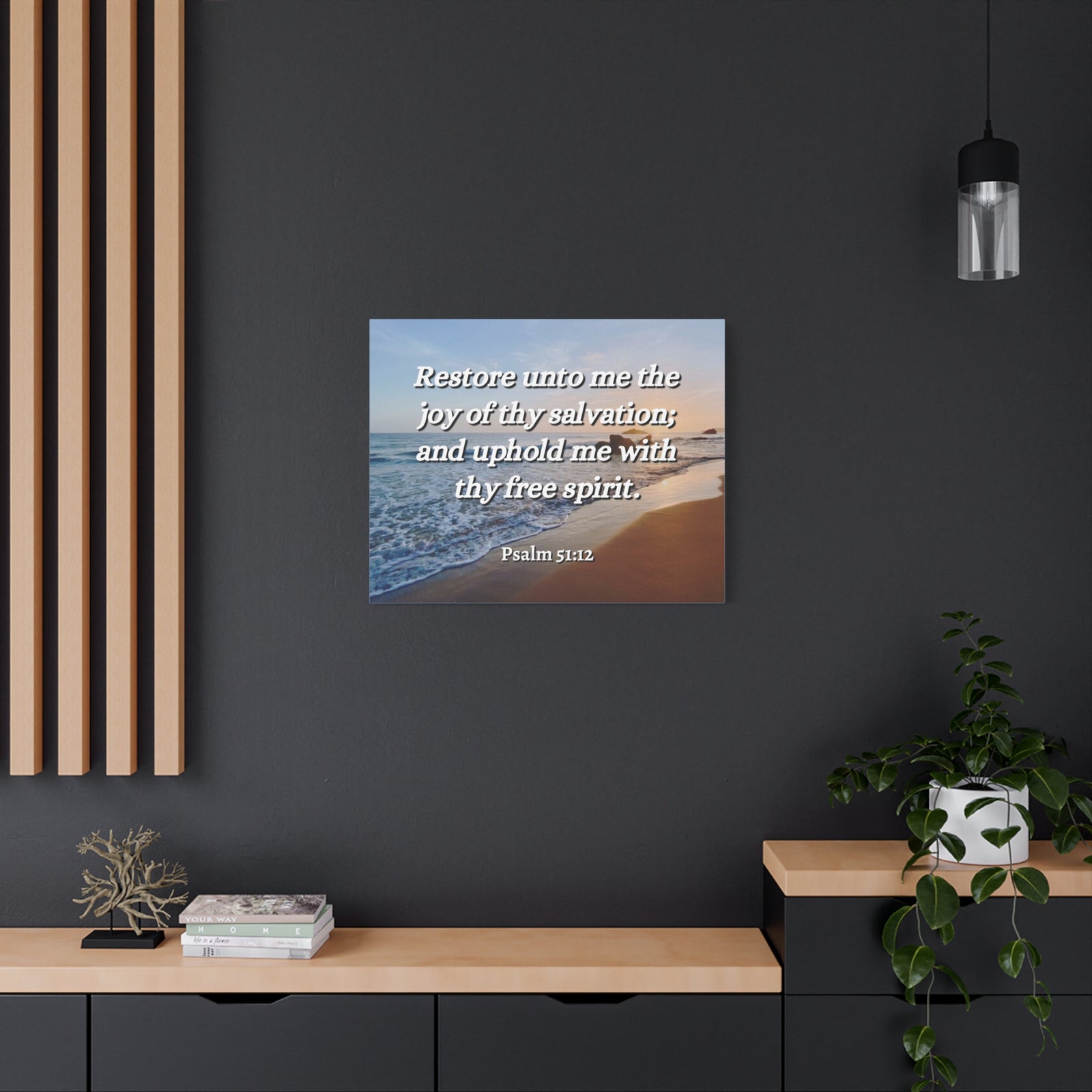 Scripture Canvas Thy Salvation Psalm 51:12 Christian Wall Art Bible Verse Print Ready to Hang-Express Your Love Gifts