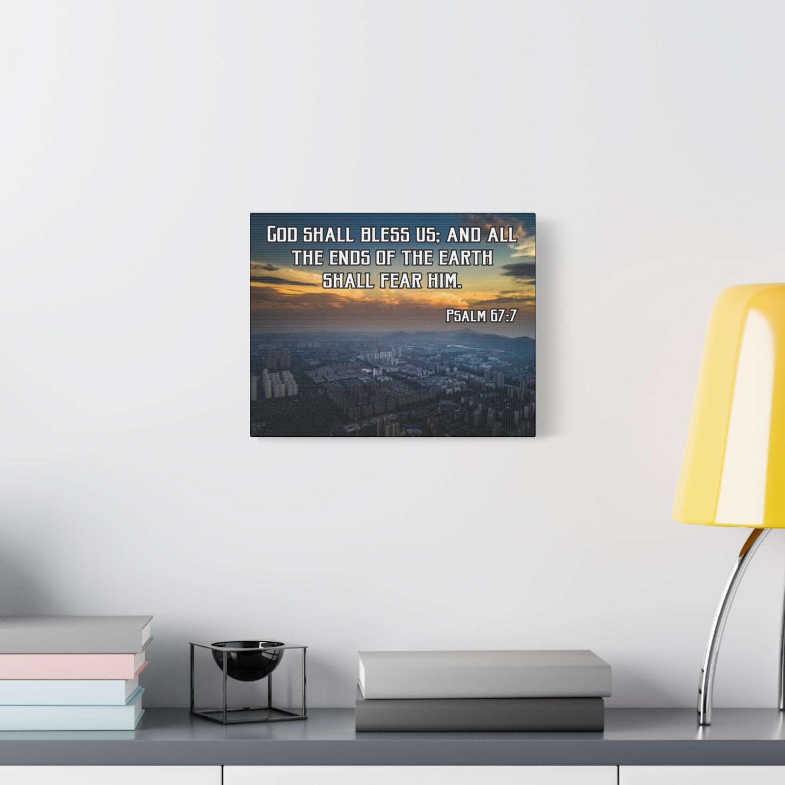 Bible Verse Canvas God Shall Bless Us Psalm 67:7 Christian Home Décor Wall Art Scripture Ready to Hang Faith Print-Express Your Love Gifts