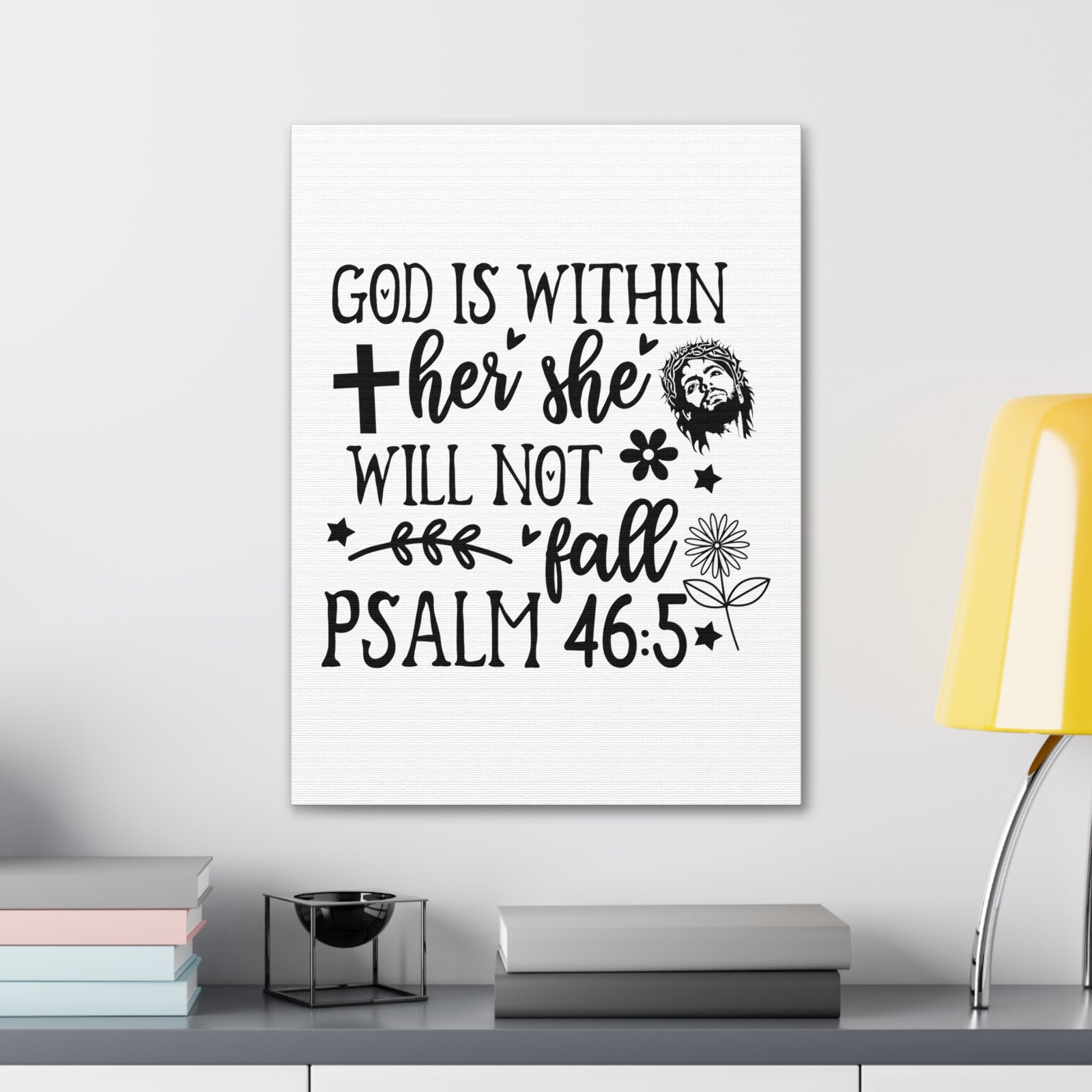 Scripture Walls Psalm 46:5 God is Within Her Bible Verse Canvas Christian Wall Art Ready to Hang Unframed-Express Your Love Gifts
