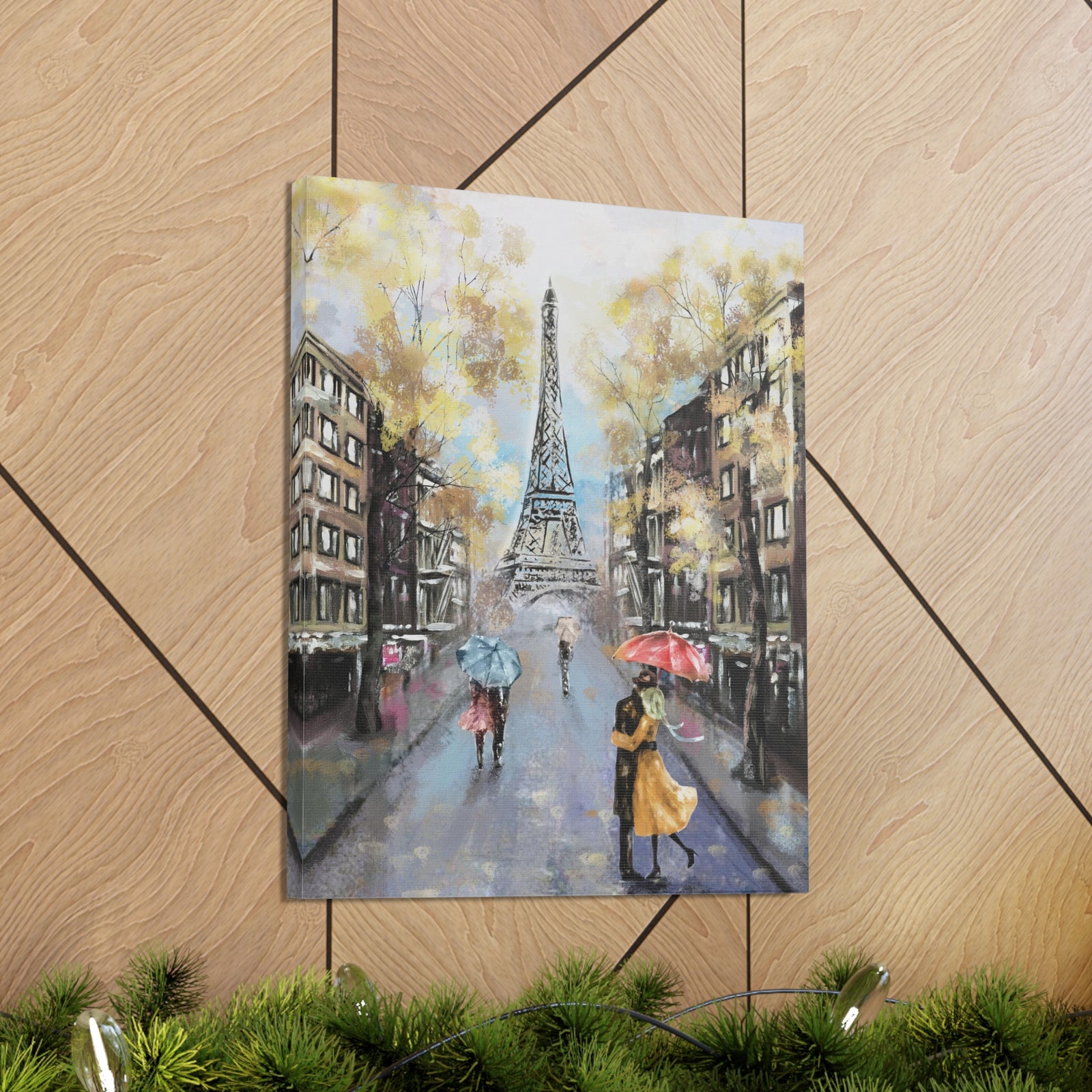 Eiffel Tower Romantic French Couple France Canvas Artwork High-Quality Breathtaking French City for Home Decor Ready to Hang-Express Your Love Gifts