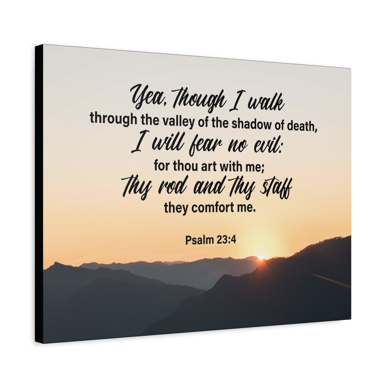 Bible Verse Canvas I WIll Fear No Evil Psalm 23:4 Wall Art Christian Home Decor Psalm 23:4-Express Your Love Gifts