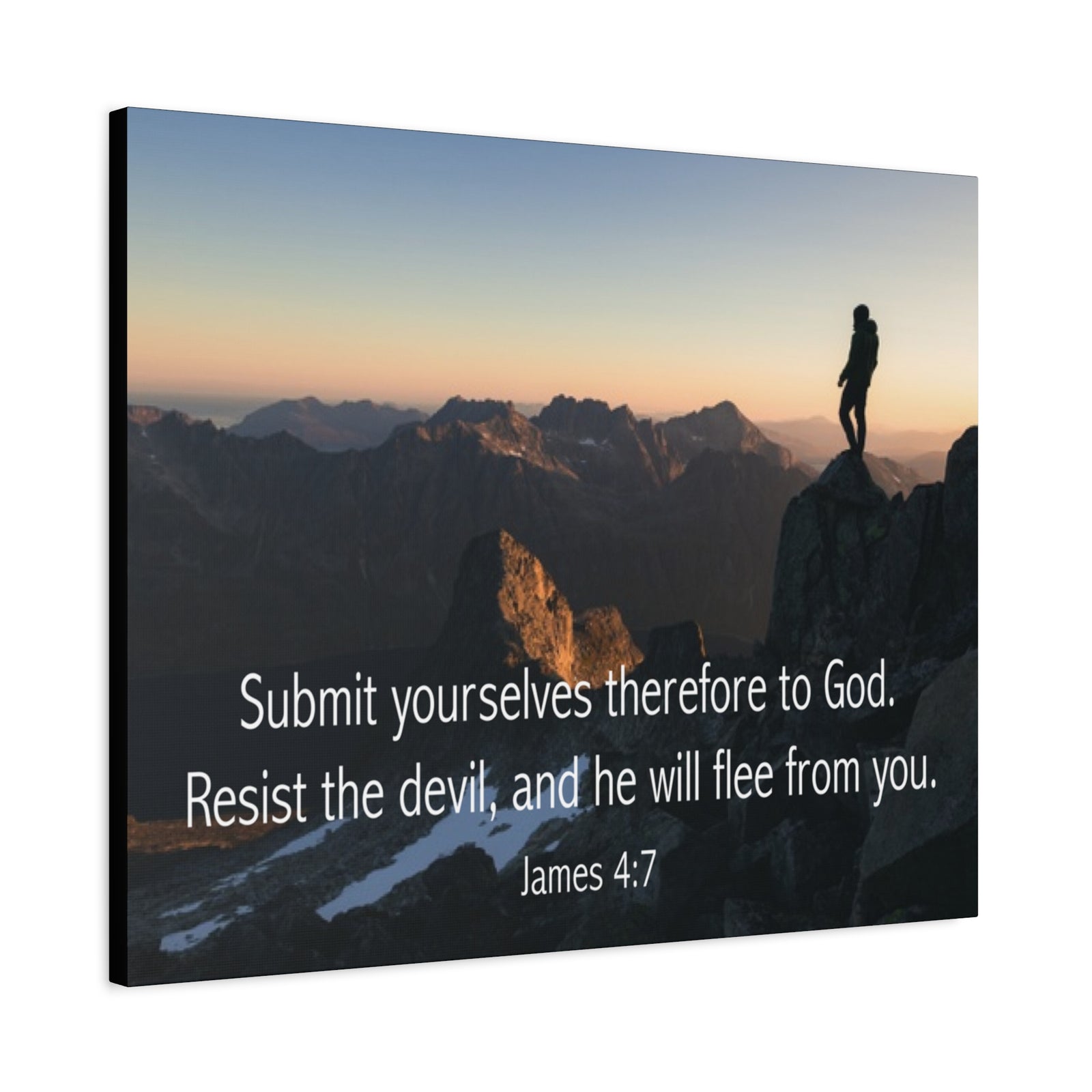 Bible Verse Canvas Resist the Devil James 4:7 Christian Home Décor Wall Art Scripture Ready to Hang Faith Print-Express Your Love Gifts