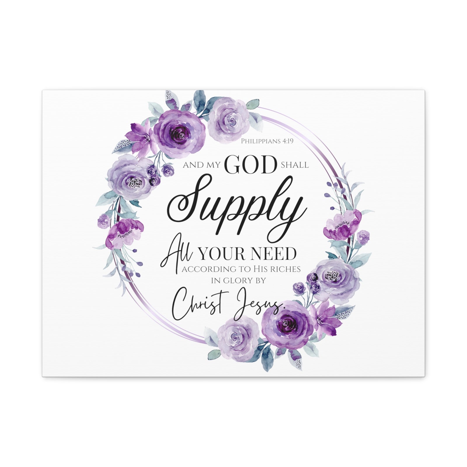 Scripture Walls Philippians 4:19 God Shall Supply Bible Verse Canvas Christian Wall Art Ready to Hang Unframed-Express Your Love Gifts