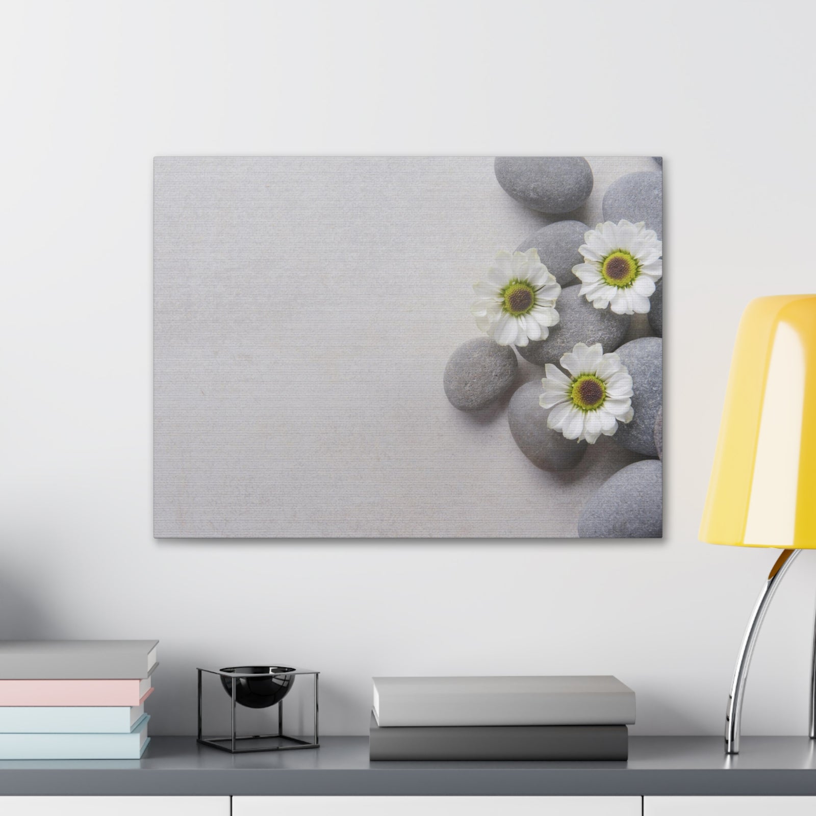 Three White Flower Forest Floral Nature Photography Canvas Wall Art for Home Decor Ready-to-Hang-Express Your Love Gifts