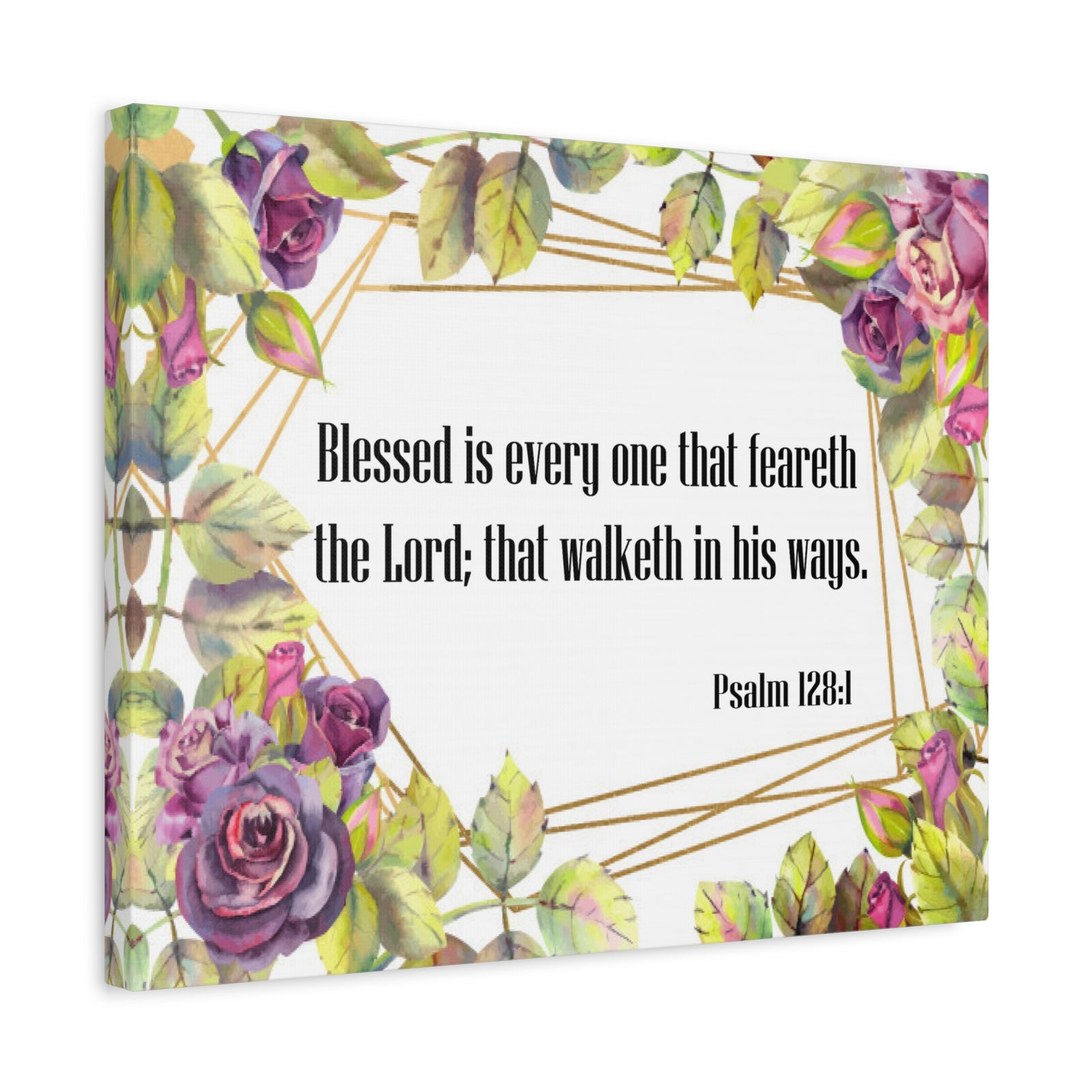 Bible Verse Canvas Blessed is Everyone Psalm 128:1 Christian Home Décor Wall Art Scripture Ready to Hang Faith Print-Express Your Love Gifts