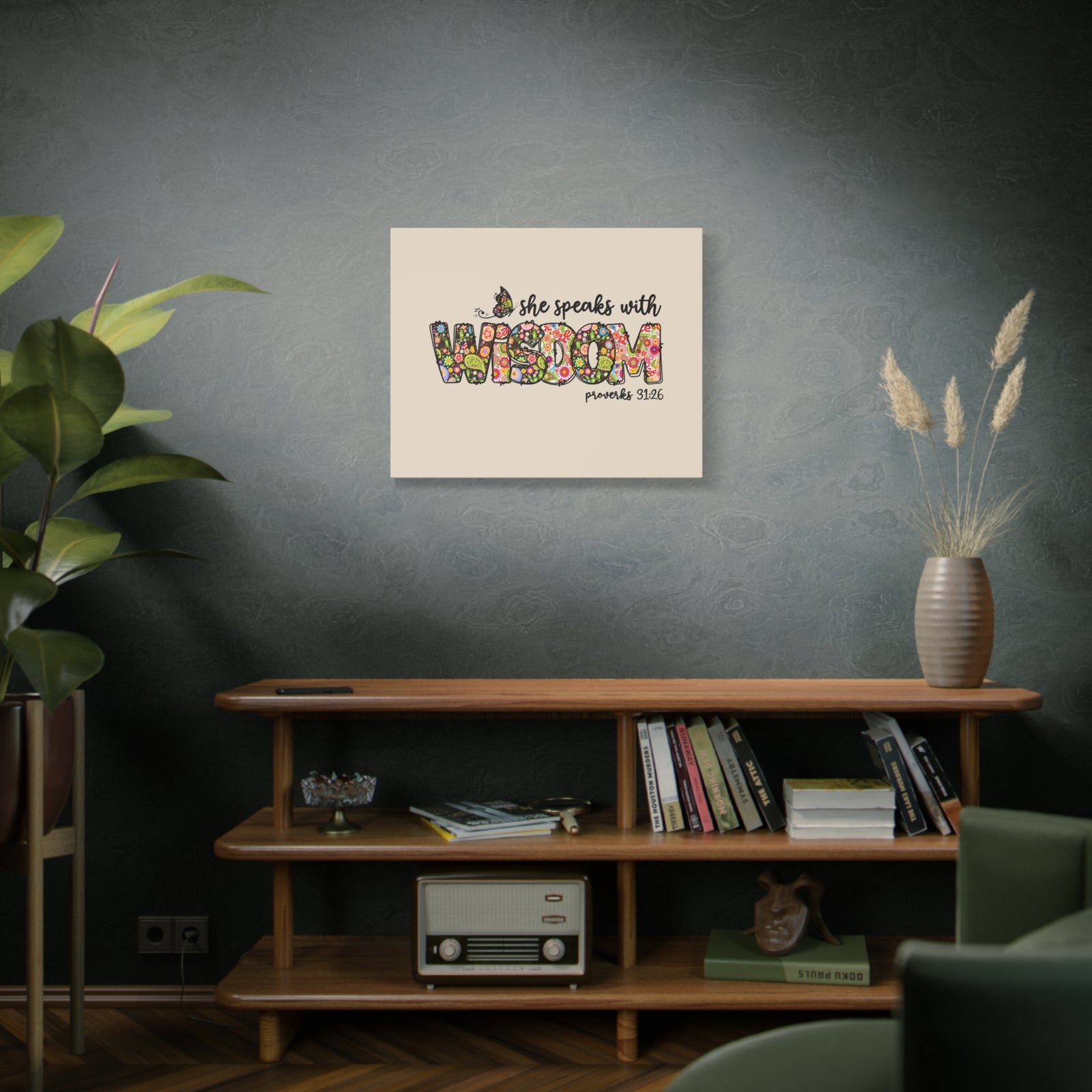 Scripture Walls She Speaks With Wisdom Proverbs 31:26 Bible Verse Canvas Christian Wall Art Ready to Hang-Express Your Love Gifts