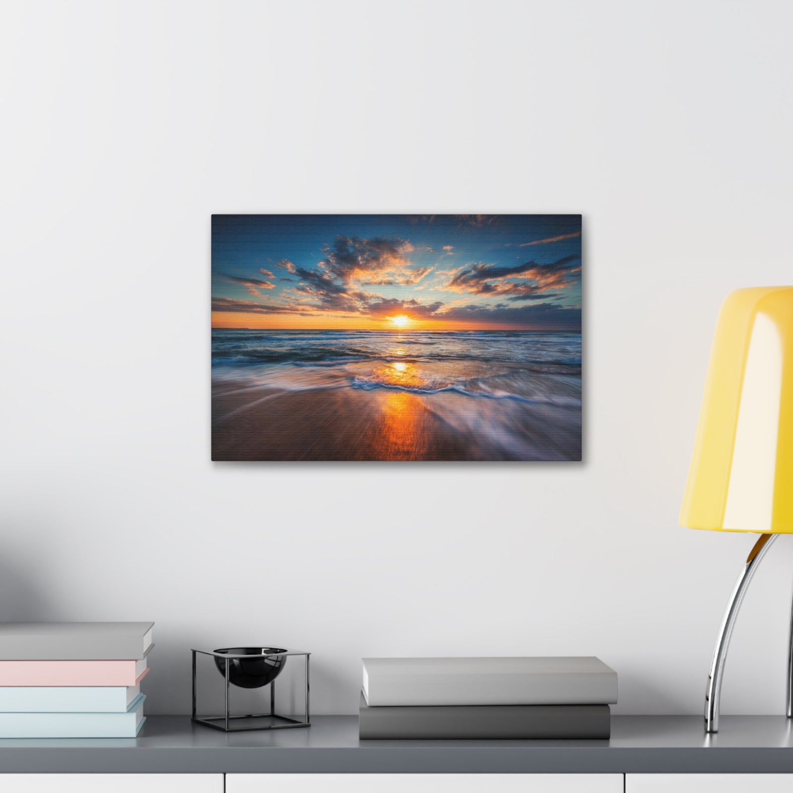 Sunrise Over The Sea Ocean Canvas Wall Art for Home Decor Ready-to-Hang-Express Your Love Gifts