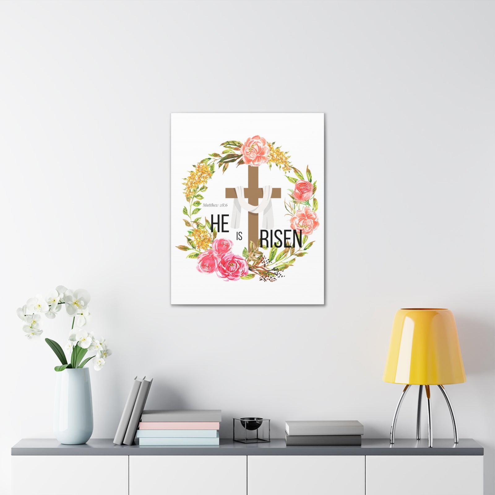 Scripture Walls Matthew 28:6 He Is Risen Bible Verse Canvas Christian Wall Art Ready to Hang Unframed-Express Your Love Gifts