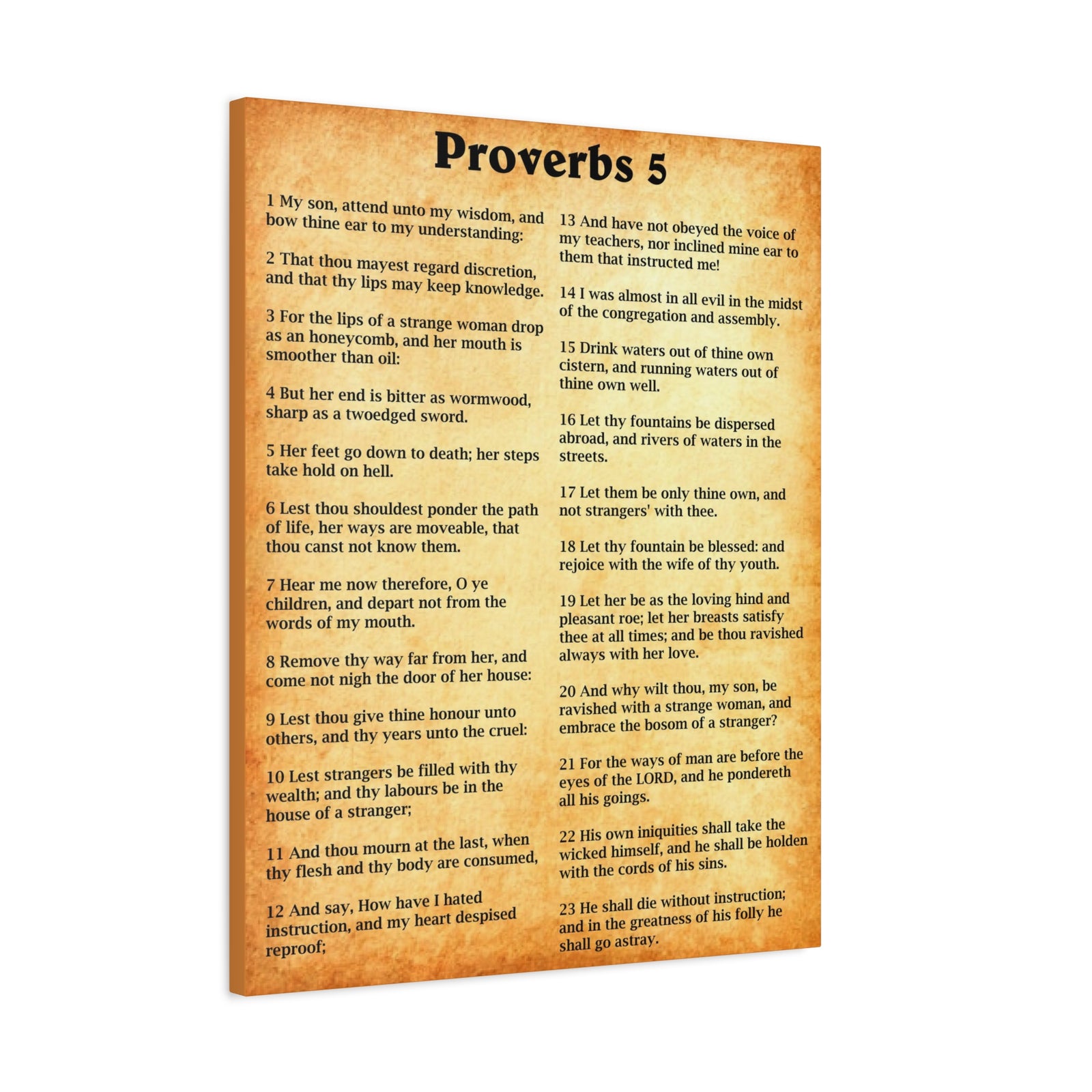 Scripture Walls Proverbs Chapter 5 Gold Bible Canvas Christian Wall Art Ready to Hang Unframed-Express Your Love Gifts