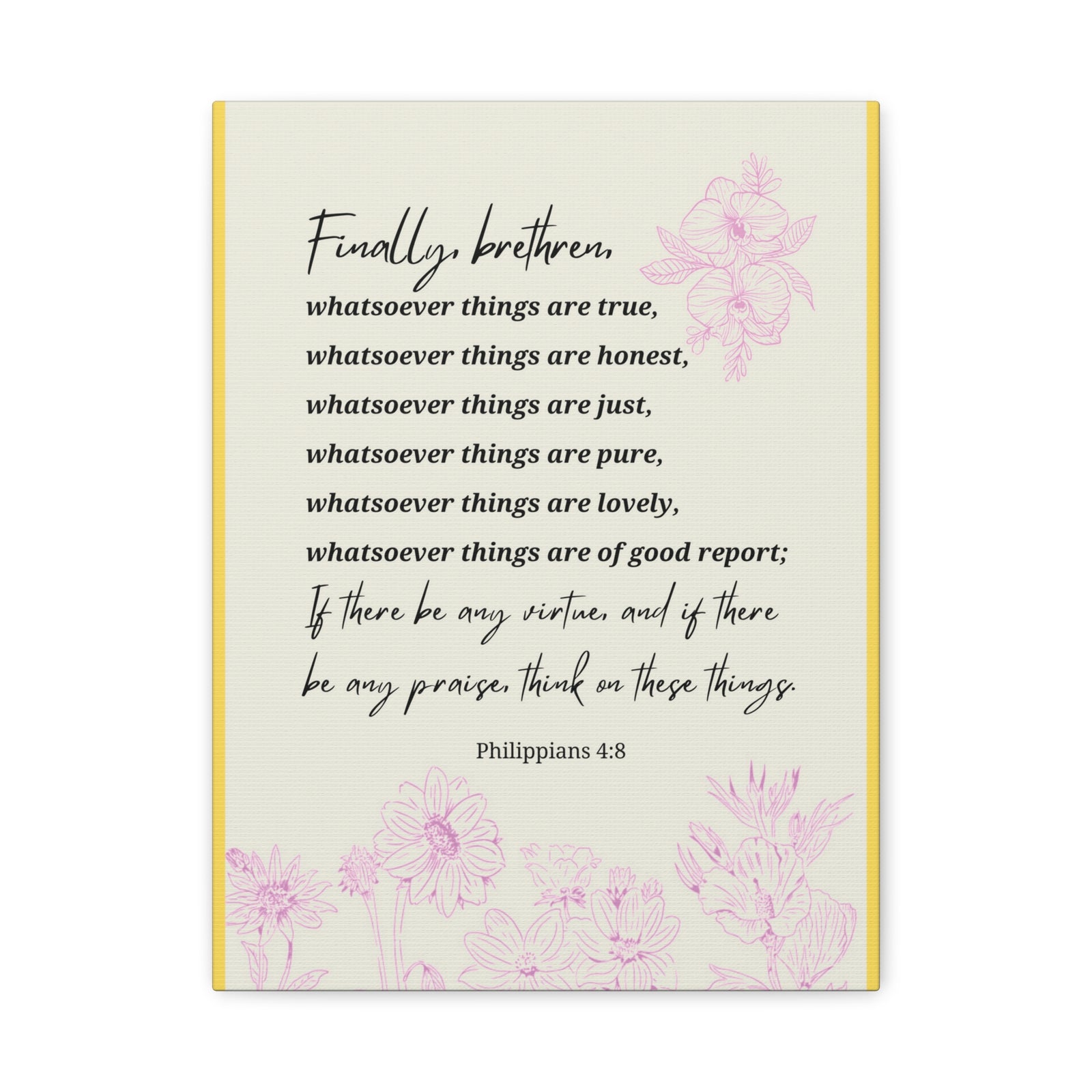 Scripture Canvas Whatsoever Things Are Philippians 4:8 Christian Wall Art Bible Verse Print Ready to Hang-Express Your Love Gifts