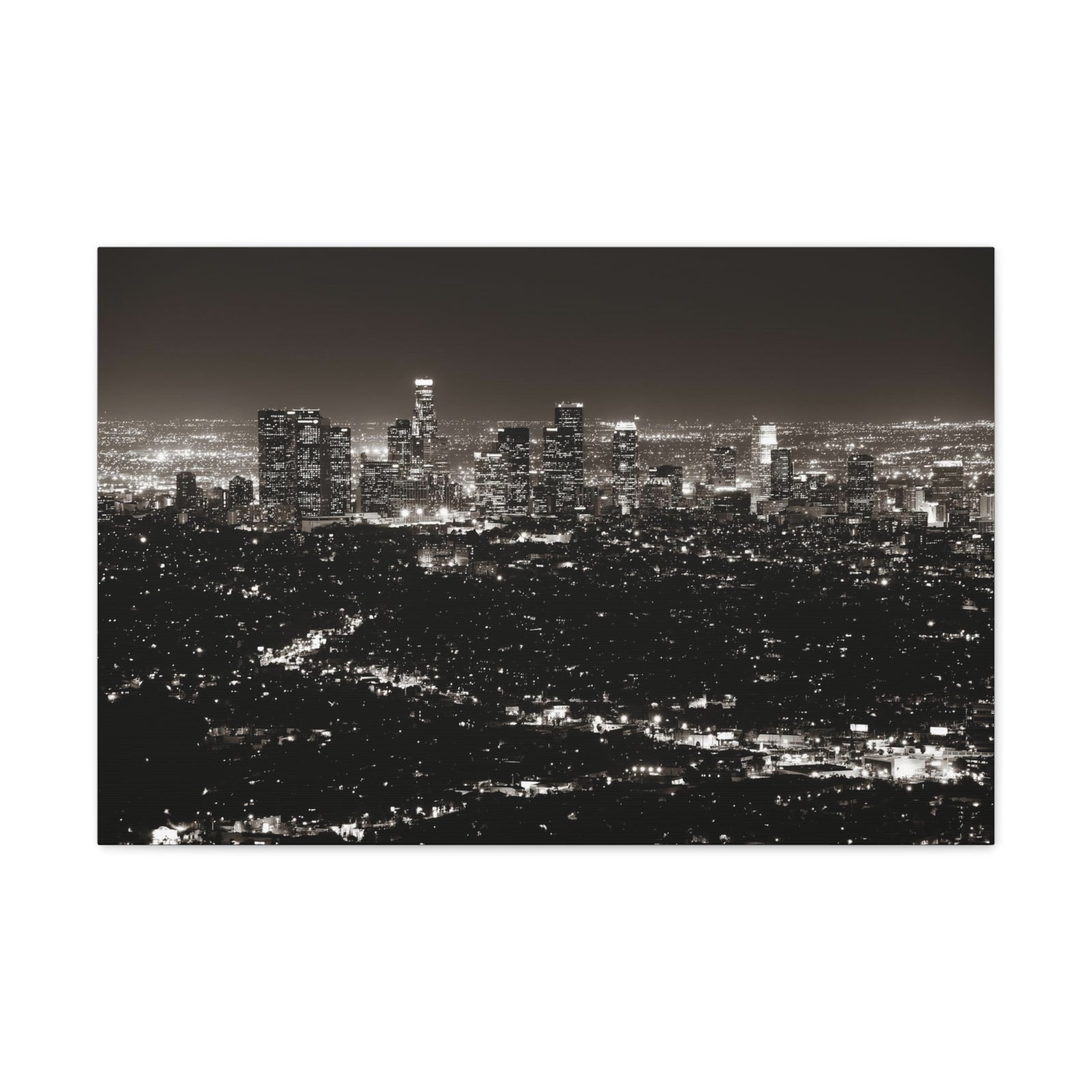 Los Angeles Black And White Skyline Canvas Artwork High-Quality Breathtaking Stunning Cityscape for Home Decor Ready to Hang-Express Your Love Gifts