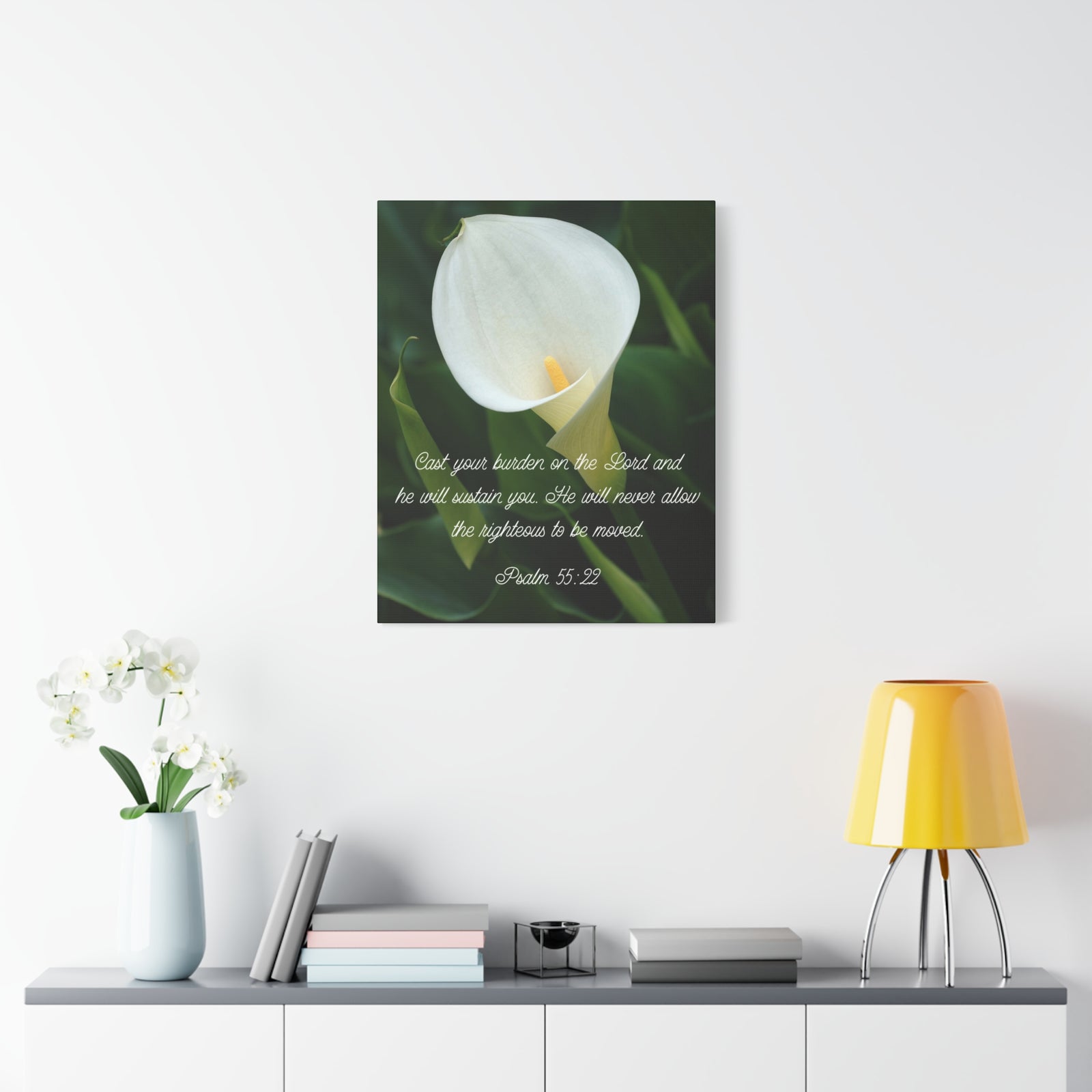Scripture Canvas Cast Your Burden Psalm 55:22 Christian Wall Art Bible Verse Print Ready to Hang-Express Your Love Gifts