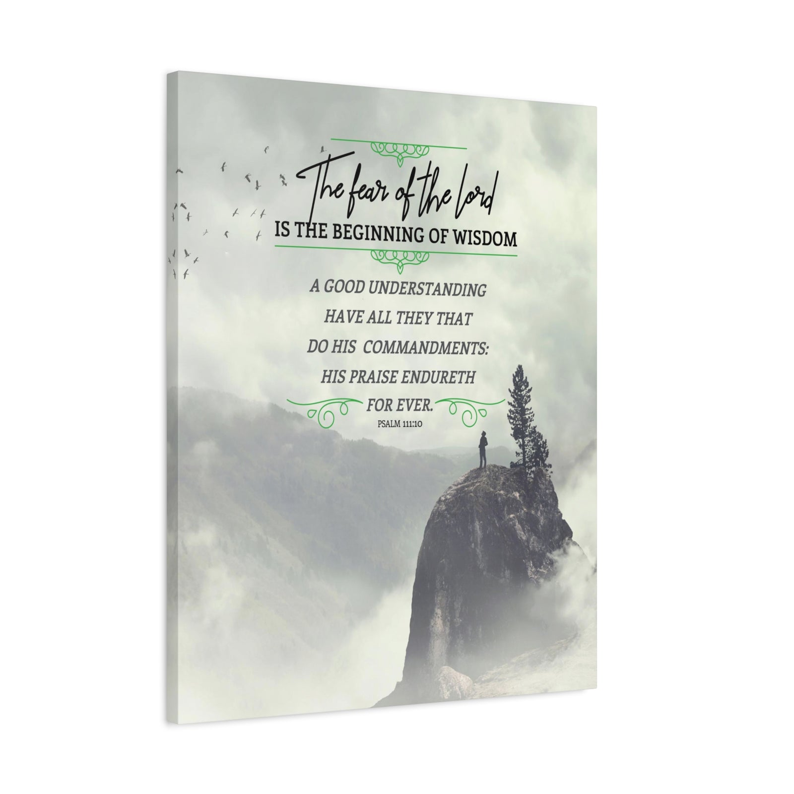 Scripture Canvas The Fear of The Lord Psalm 111:10 Christian Wall Art Bible Verse Print Ready to Hang-Express Your Love Gifts