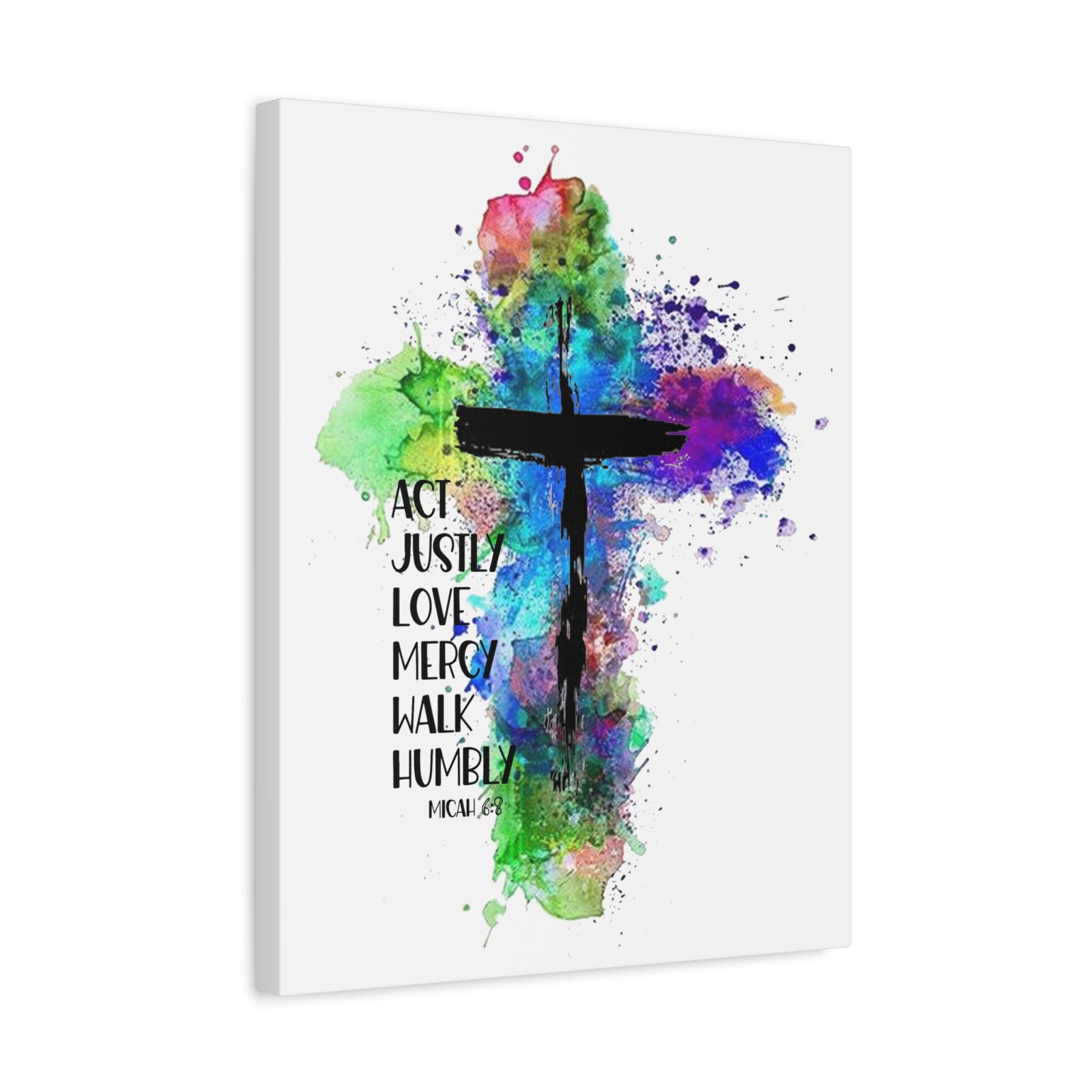 Scripture Walls Micah 6:8 Act Justly Distressed Cross Bible Verse Canvas Christian Wall Art Ready to Hang Unframed-Express Your Love Gifts