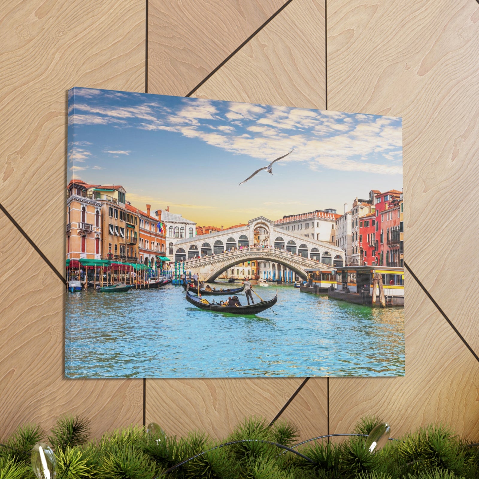 Venice Rialto Bridge Nature Wilderness Photography Canvas Wall Art for Home Decor Ready-to-Hang-Express Your Love Gifts