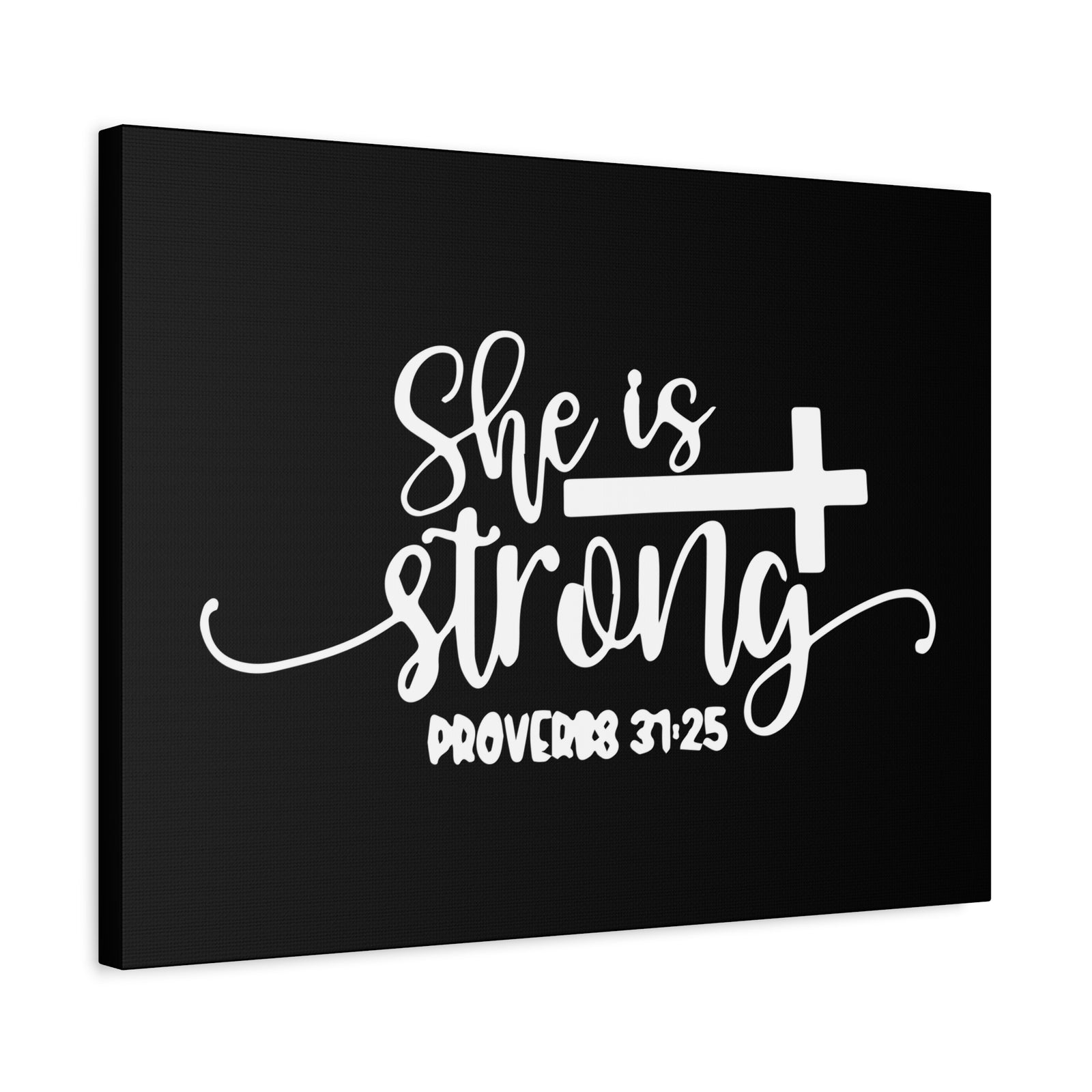 Scripture Canvas She Is Strong Proverbs 31:25 Christian Wall Art Bible Verse Print Ready to Hang-Express Your Love Gifts