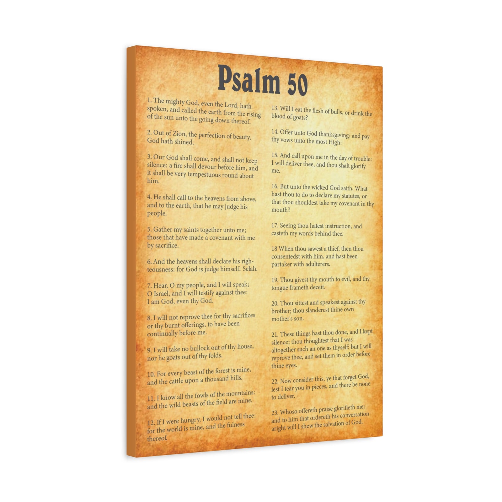 Scripture Walls Psalm 50 Gold Bible Chapter Canvas Christian Wall Art Ready to Hang-Express Your Love Gifts