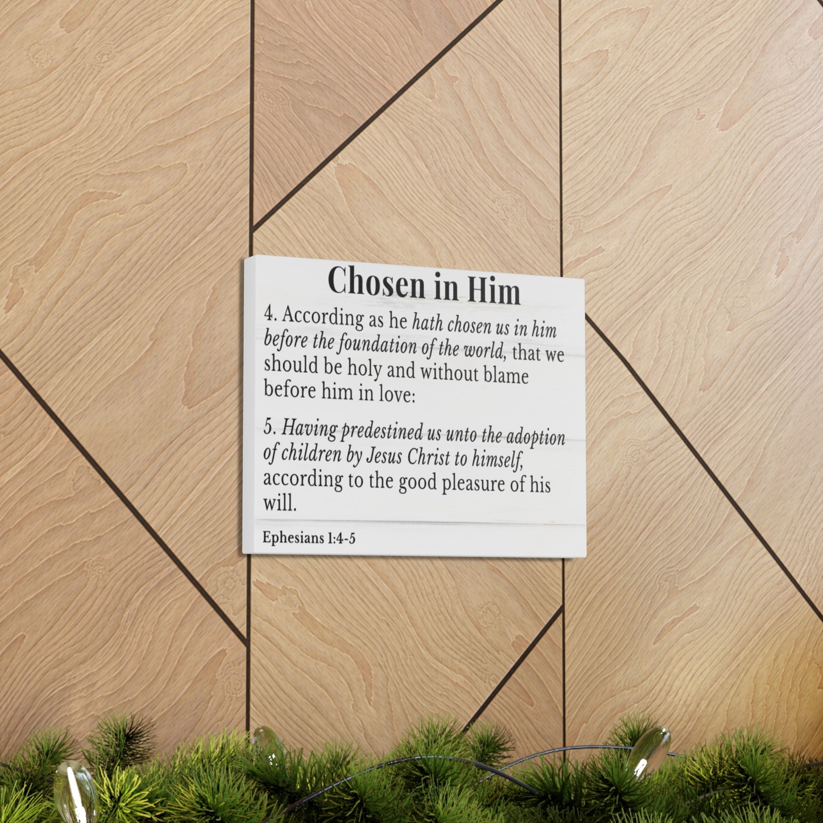 Scripture Walls Ephesians 1:4-5 Chosen in Christ White Bible Verse Canvas Christian Wall Art Ready to Hang Unframed-Express Your Love Gifts