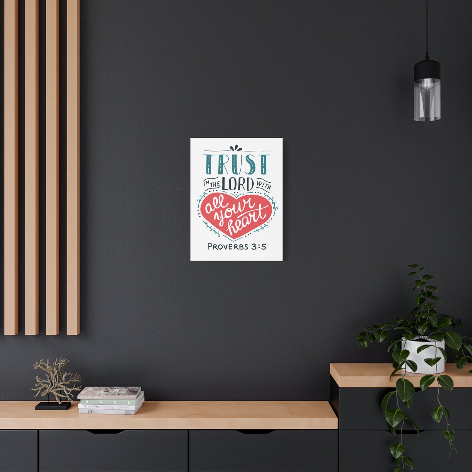 Scripture Canvas Trust In The Lord Proverbs 3:5 Christian Wall Art Bible Verse Print Ready To Hang-Express Your Love Gifts