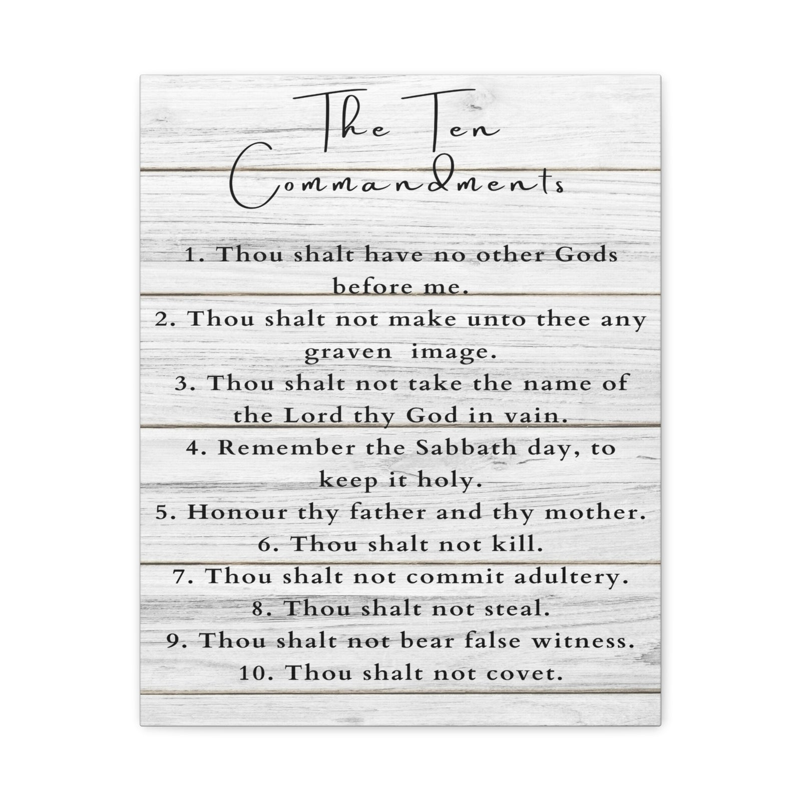 Scripture Canvas Ten Commandments White Christian Wall Art Print Ready to Hang-Express Your Love Gifts