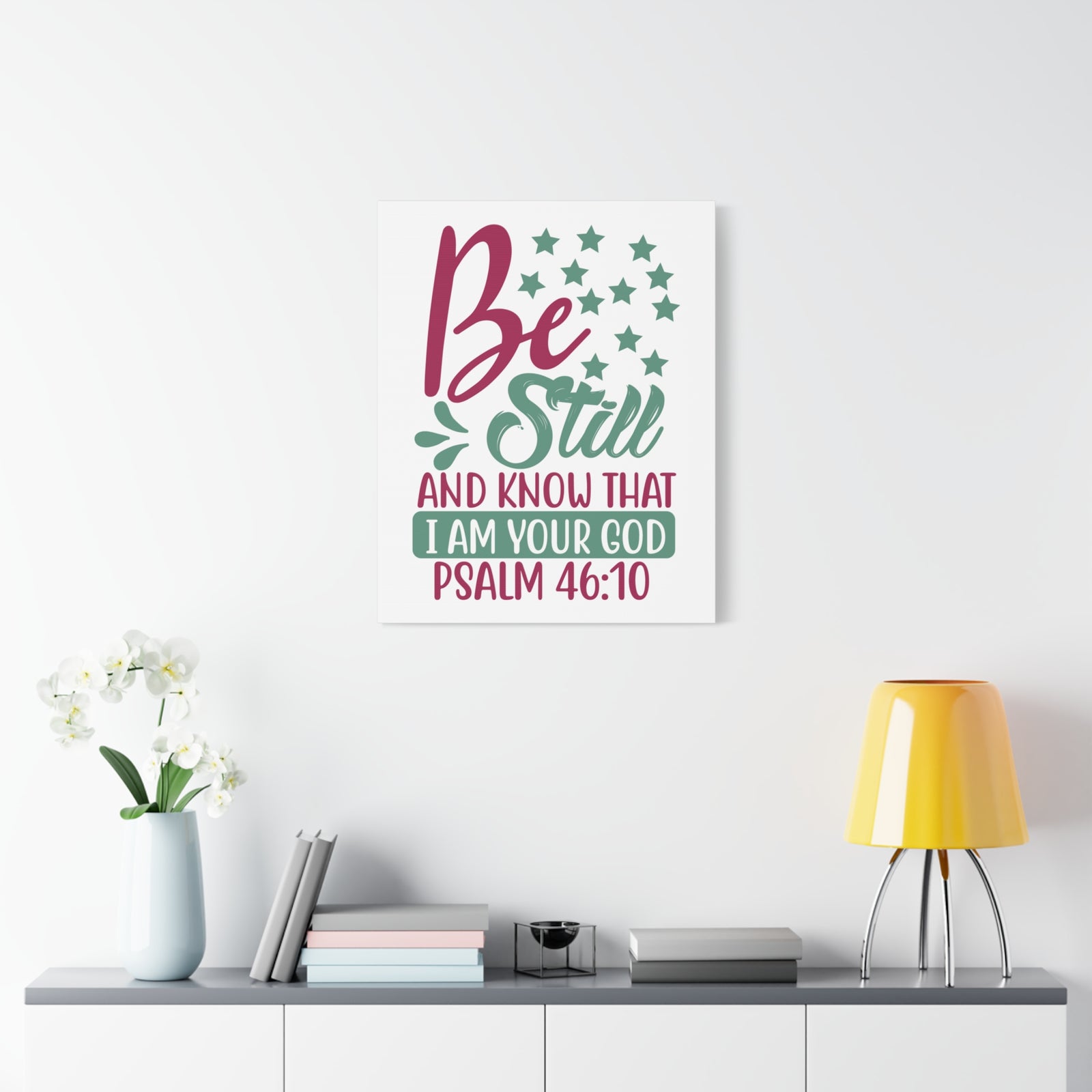 Scripture Canvas Be Still And Know That I Psalm 46:10 Christian Wall Art Print Ready to Hang-Express Your Love Gifts