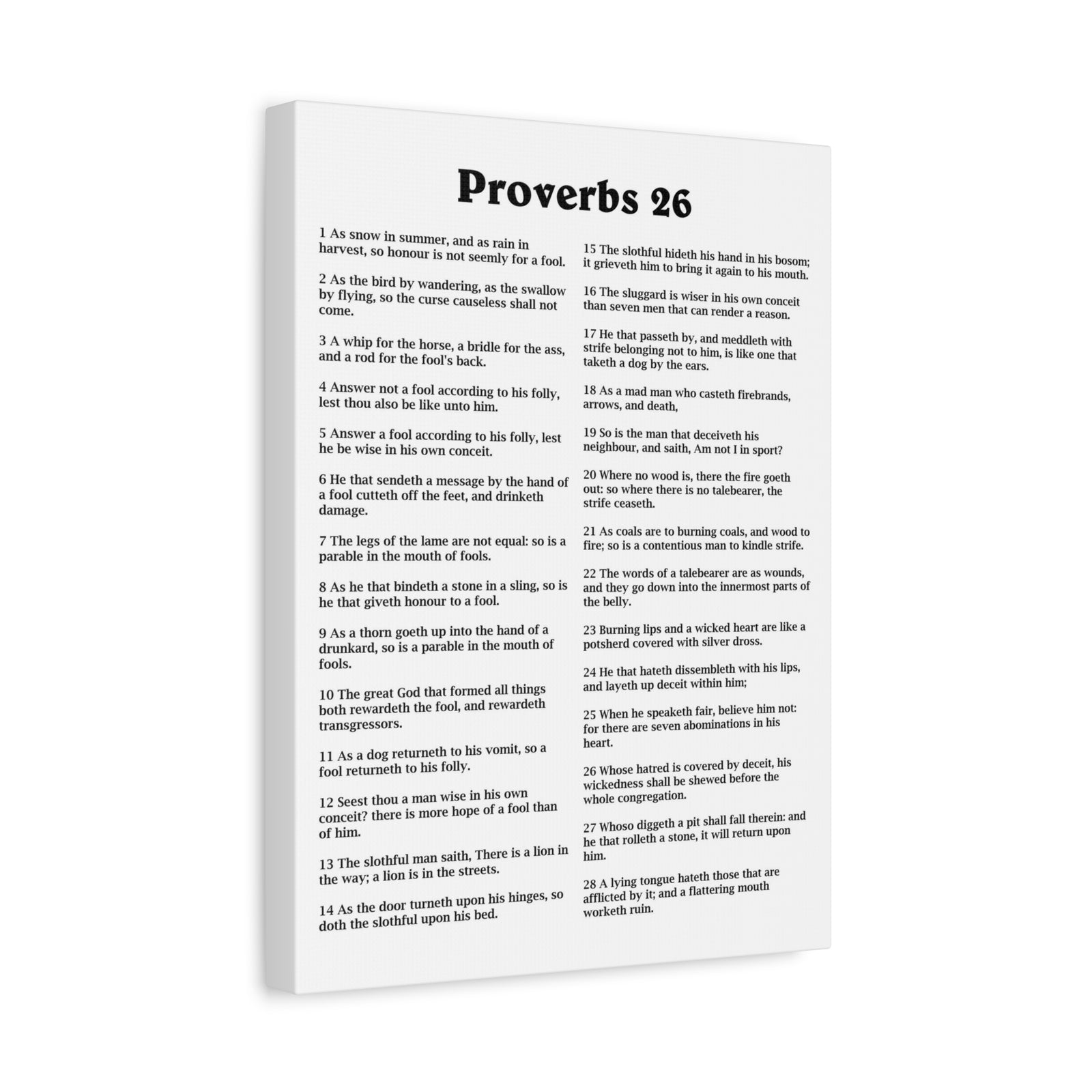 Scripture Walls Proverbs Chapter 26 White Bible Canvas Christian Wall Art Ready to Hang Unframed-Express Your Love Gifts