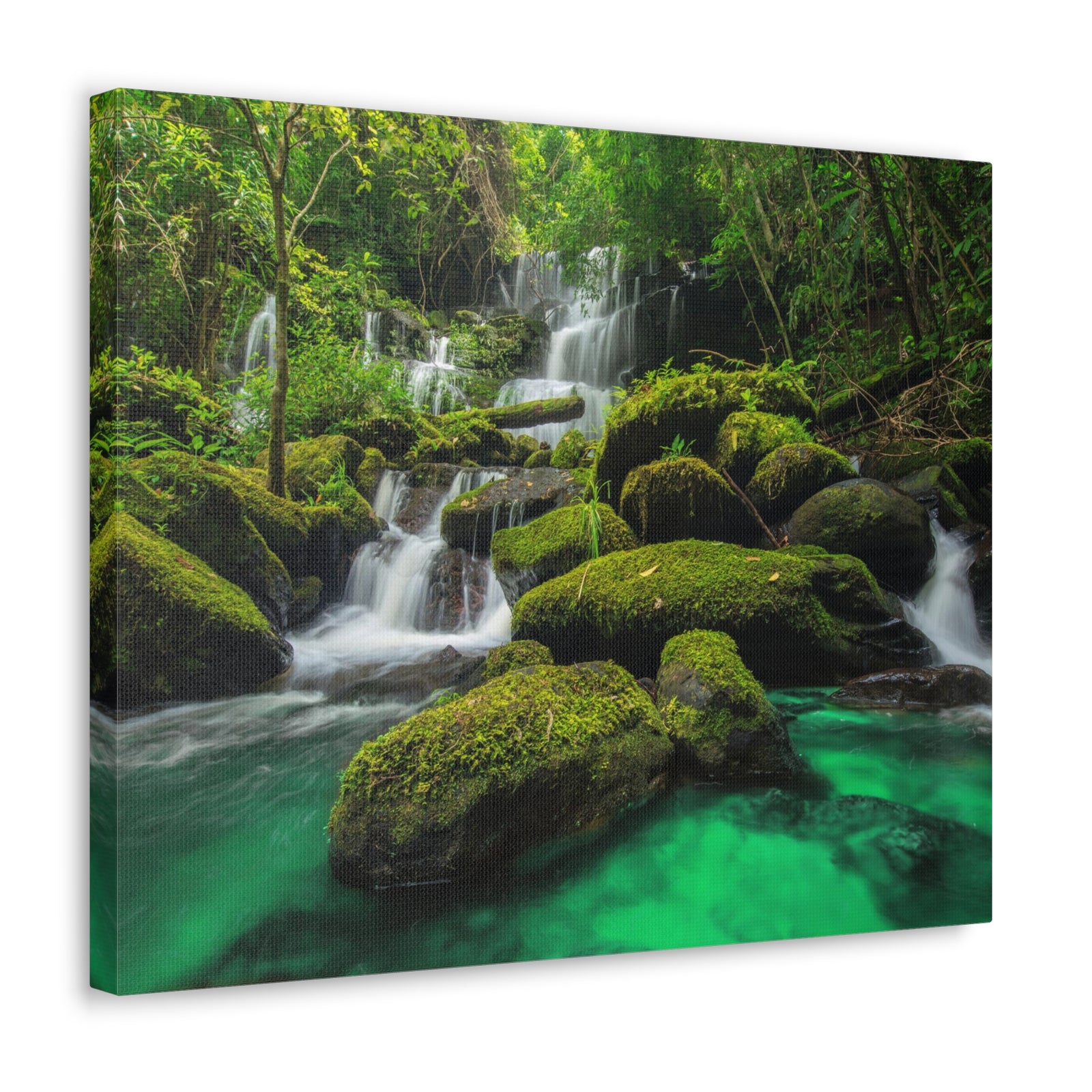 Jungle Waterfall In Thailand Modern Multicolor Scenic Nature Photography Canvas Home Office Decor Ready to Hang-Express Your Love Gifts