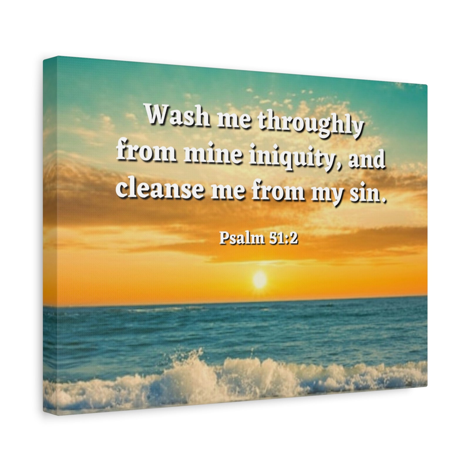 Scripture Canvas Washed Away Psalm 51:2 Christian Wall Art Bible Verse Print Ready to Hang-Express Your Love Gifts