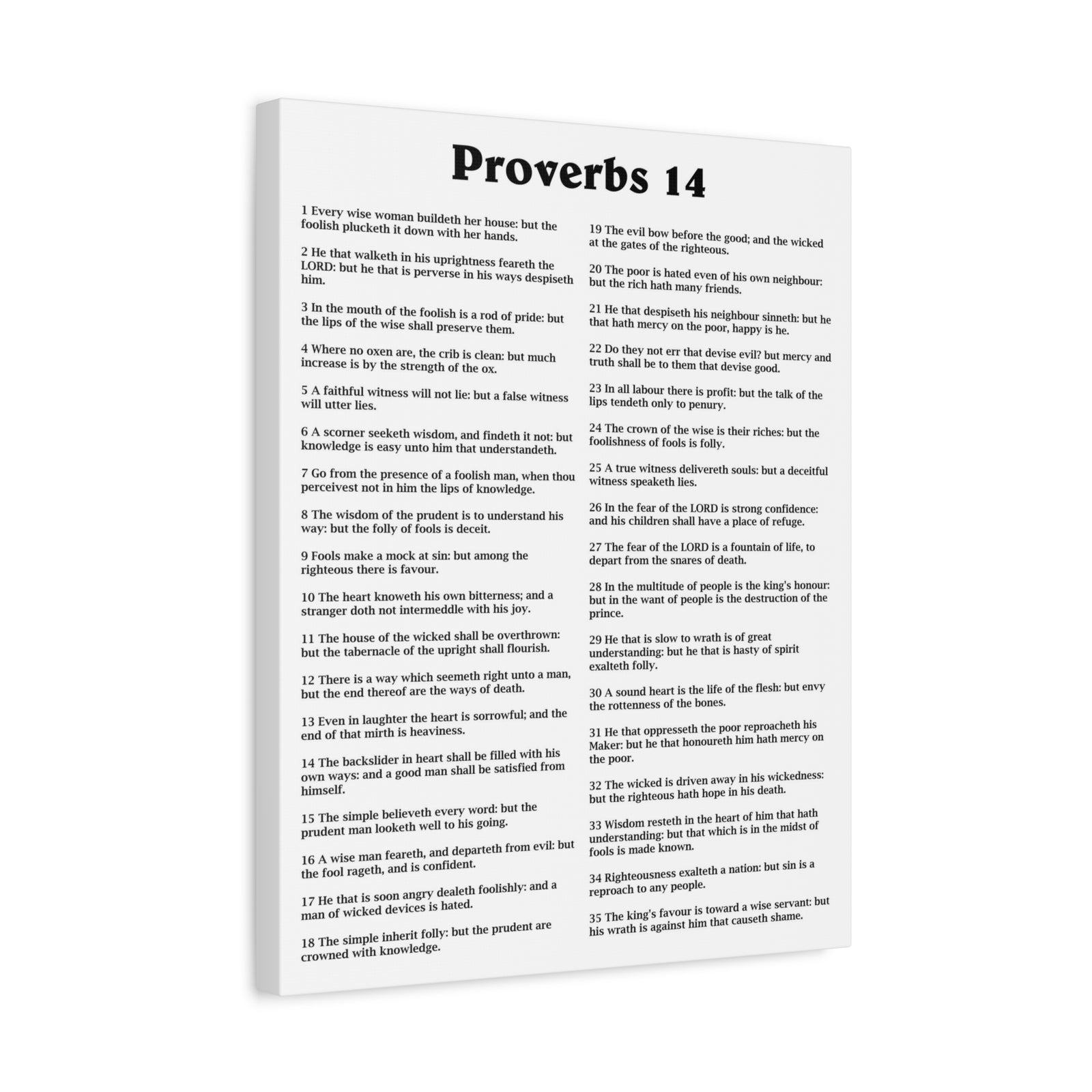 Scripture Walls Proverbs Chapter 14 White Bible Canvas Christian Wall Art Ready to Hang Unframed-Express Your Love Gifts