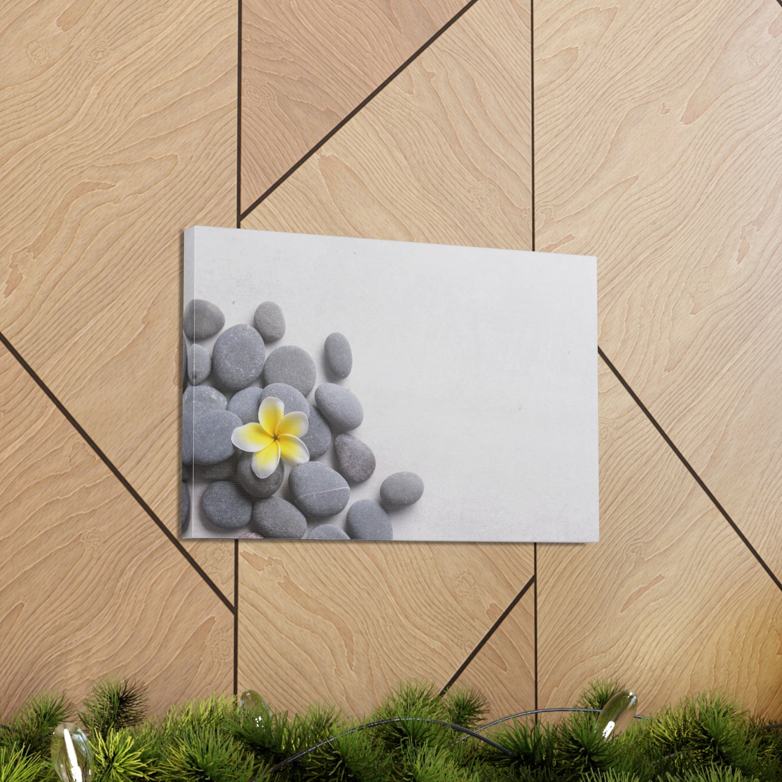Frangipani and Zen Stones Forest Floral Nature Photography Canvas Wall Art for Home Decor Ready-to-Hang-Express Your Love Gifts