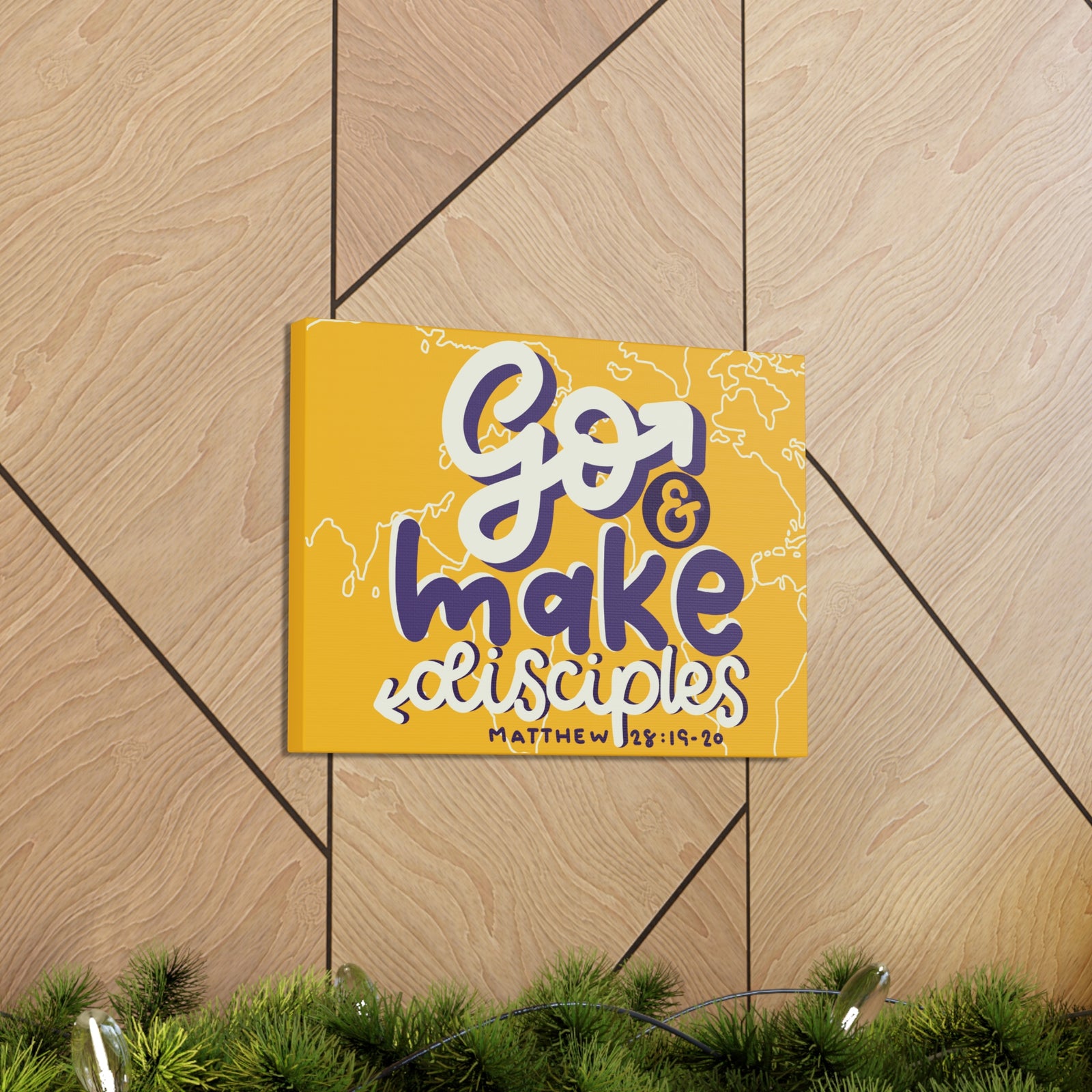 Scripture Canvas Go And Make Disciples Matthew 28:19-20 Christian Wall Art Bible Verse Print Ready to Hang-Express Your Love Gifts