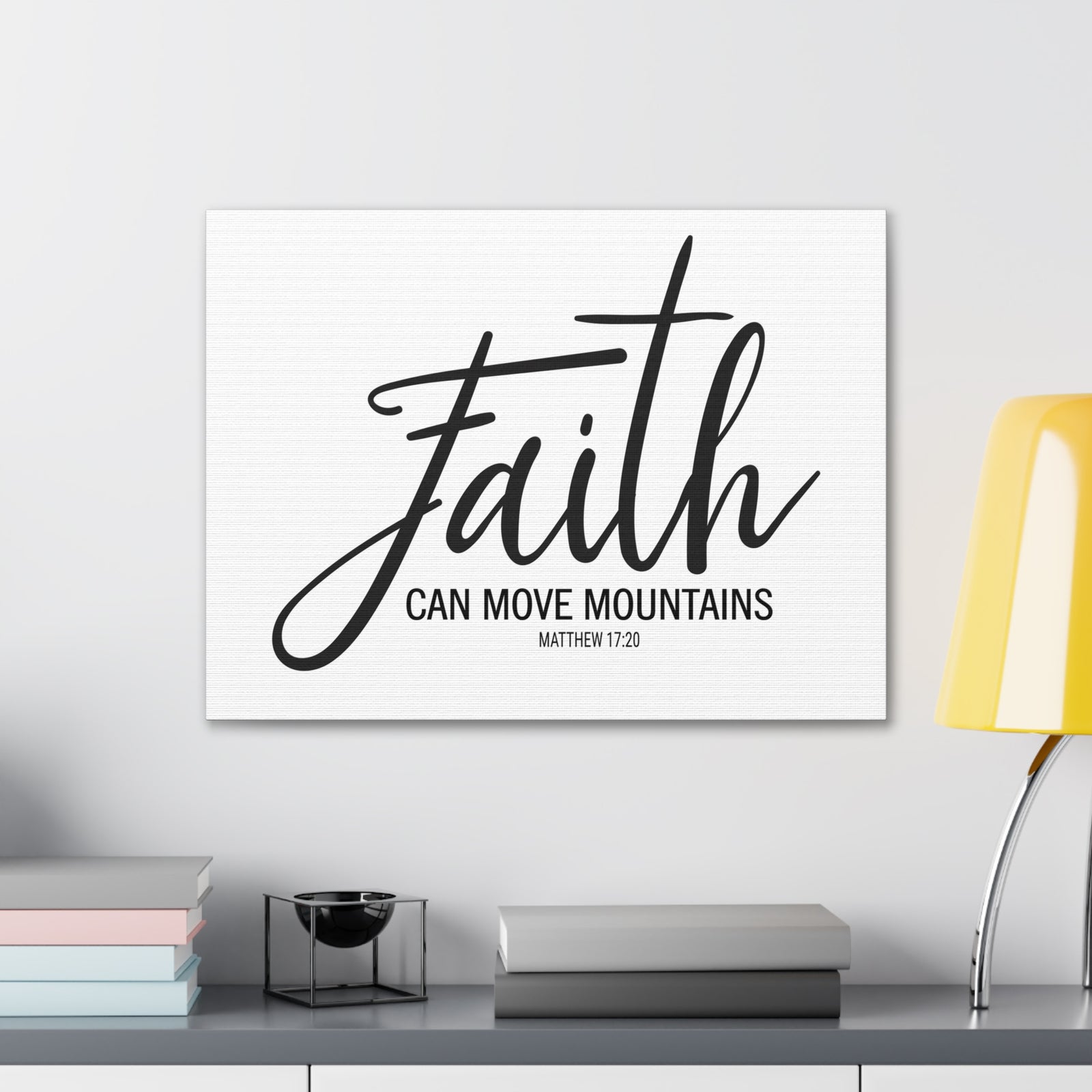 Scripture Canvas Faith Can Move Mountains Matthew 17:20 Christian Wall Art Bible Verse Print Ready To Hang-Express Your Love Gifts