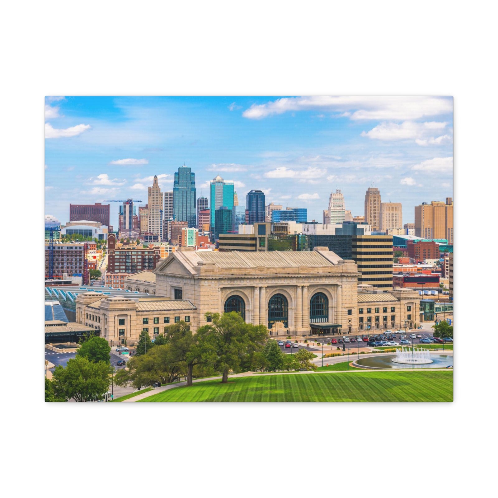Kansas City Daytime Skyline Canvas Artwork High-Quality Breathtaking Stunning Cityscape for Home Decor Ready to Hang-Express Your Love Gifts