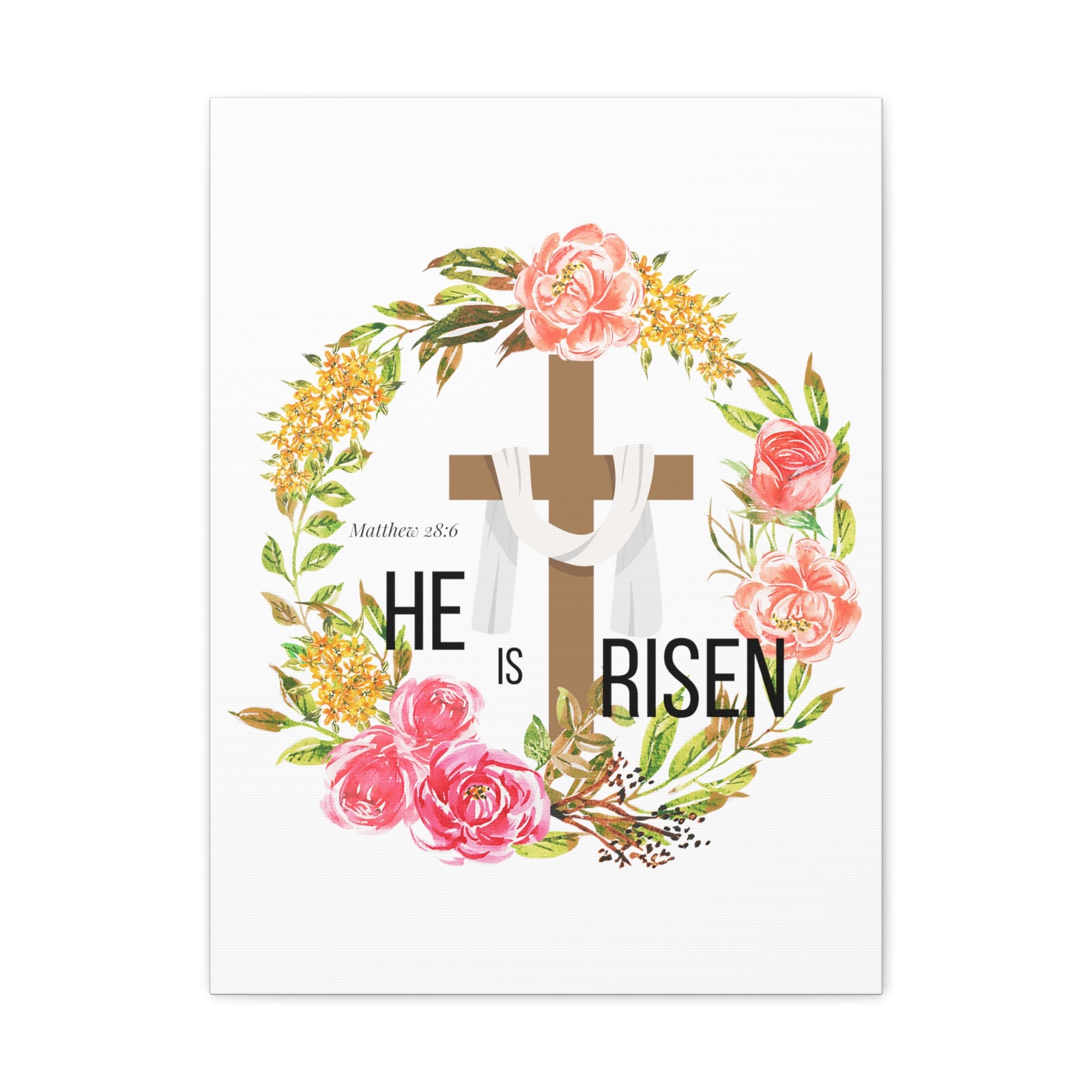 Scripture Walls Matthew 28:6 He Is Risen Bible Verse Canvas Christian Wall Art Ready to Hang Unframed-Express Your Love Gifts