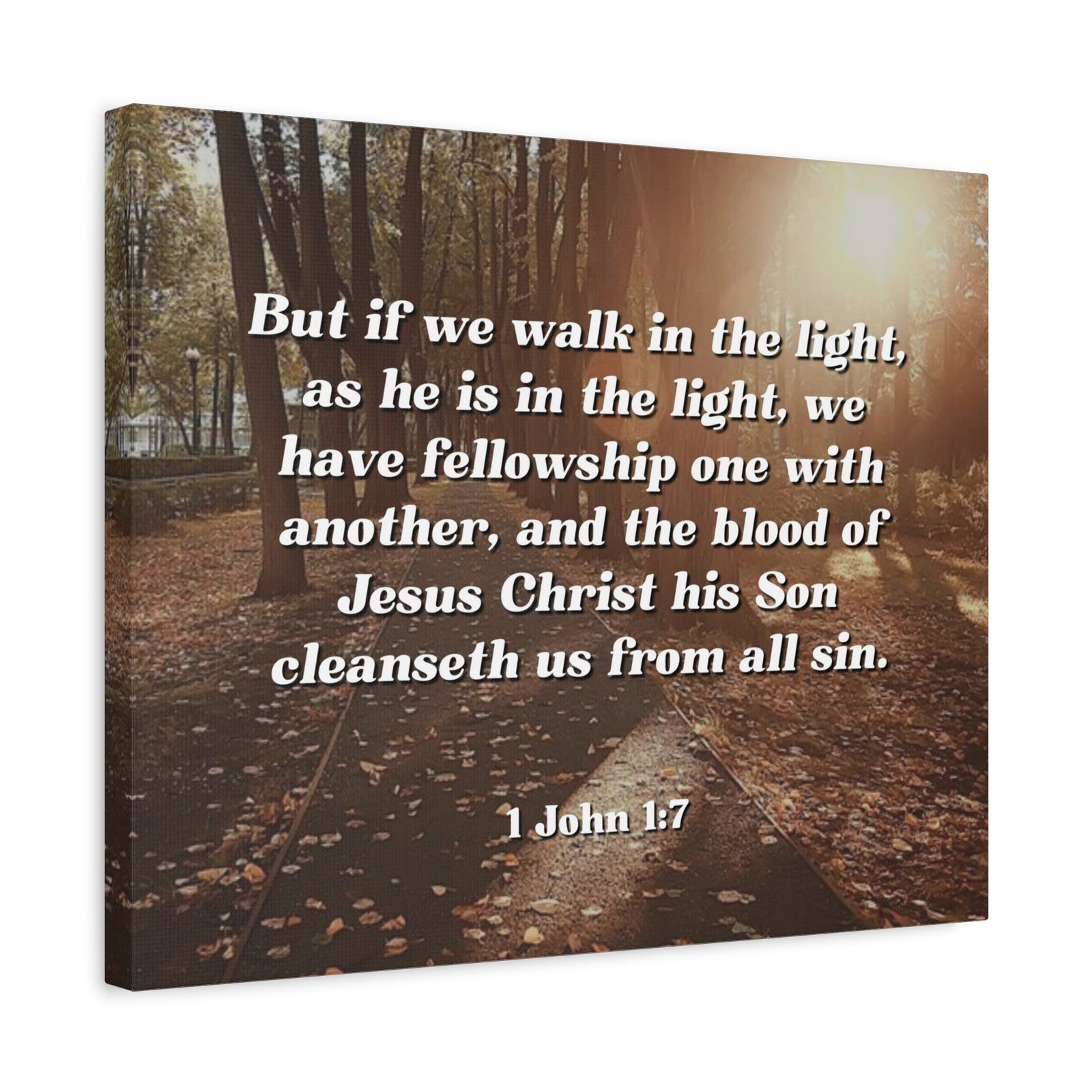 Scripture Canvas Cleanseth Us 1 John 1:7 Christian Wall Art Bible Verse Print Ready to Hang-Express Your Love Gifts