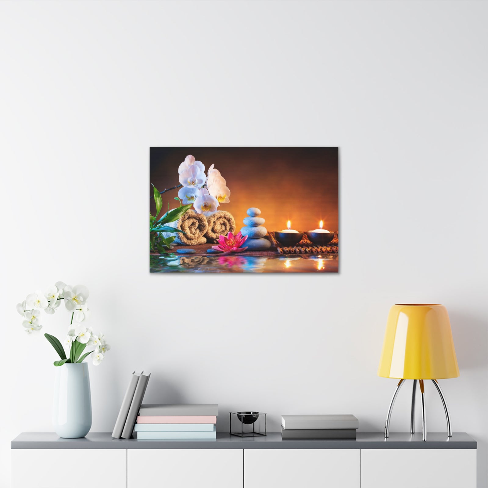 Towels on Bamboo Mat Forest Floral Nature Photography Canvas Wall Art for Home Decor Ready-to-Hang-Express Your Love Gifts