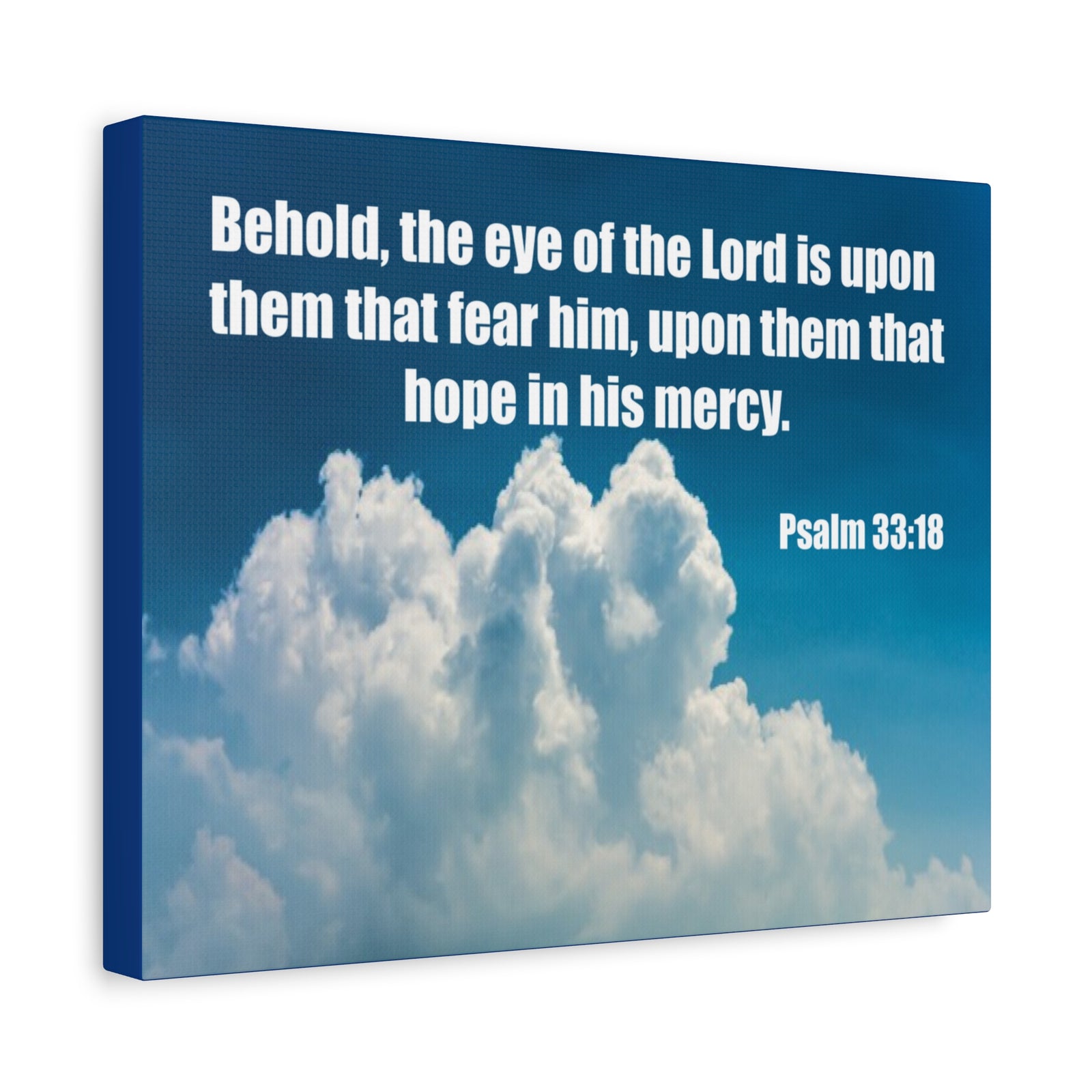Bible Verse Canvas Hope in His Mercy Psalm 33:18 Christian Home Décor Wall Art Scripture Ready to Hang Faith Print-Express Your Love Gifts