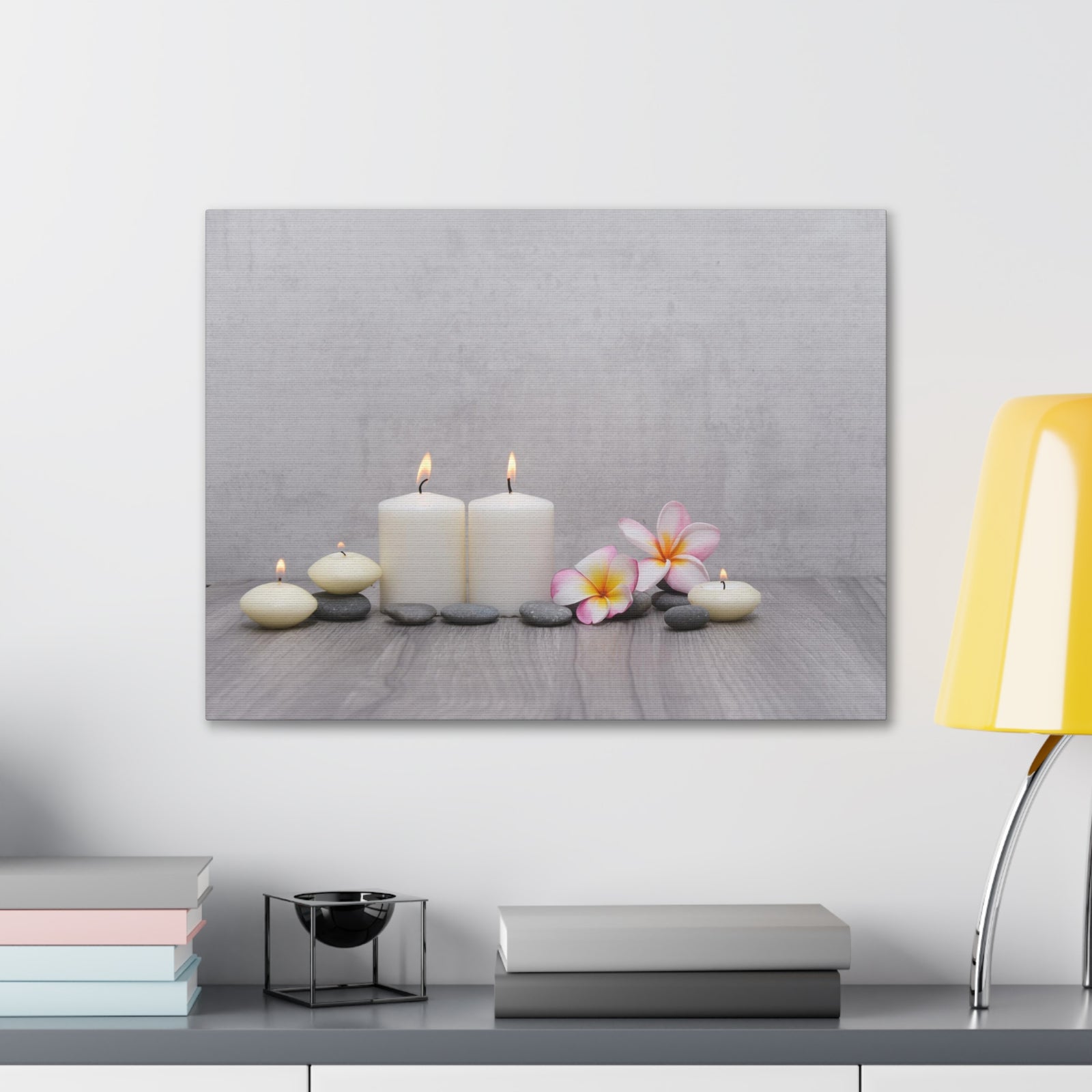 Pink Frangipani and Candle Forest Floral Nature Photography Canvas Wall Art for Home Decor Ready-to-Hang-Express Your Love Gifts