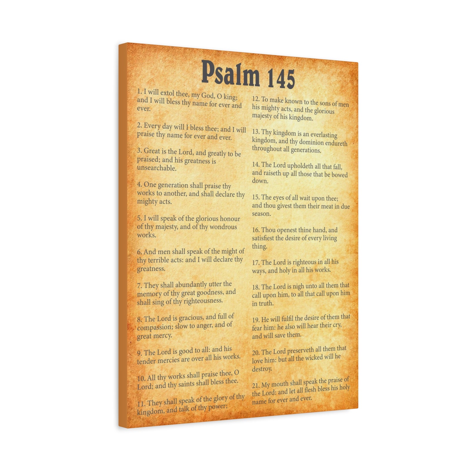 Scripture Walls Psalm 145 Gold Bible Chapter Canvas Christian Wall Art Ready to Hang-Express Your Love Gifts