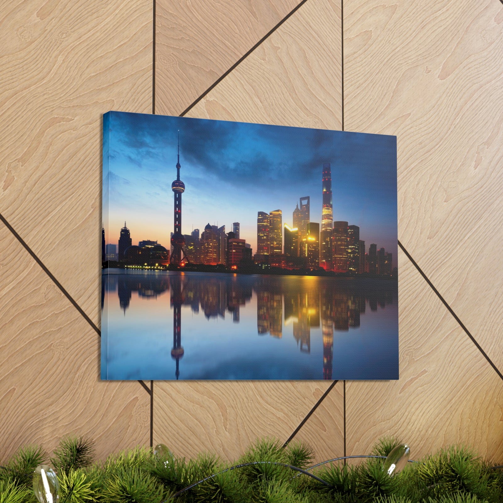 Shanghai Night Skyline Canvas Artwork High-Quality Breathtaking Stunning Cityscape for Home Decor Ready to Hang-Express Your Love Gifts