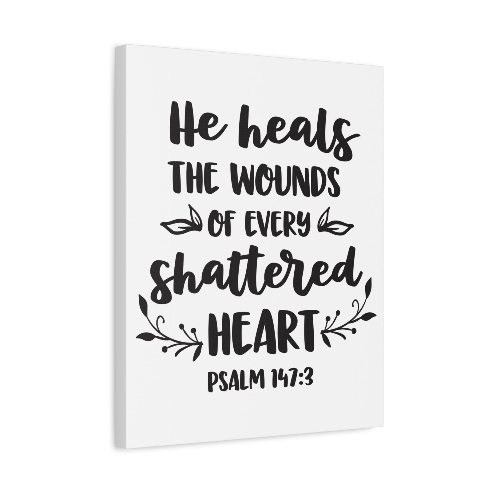 Scripture Canvas He Heals The Psalm 147:3 Christian Wall Art Bible Verse Print Ready to Hang-Express Your Love Gifts