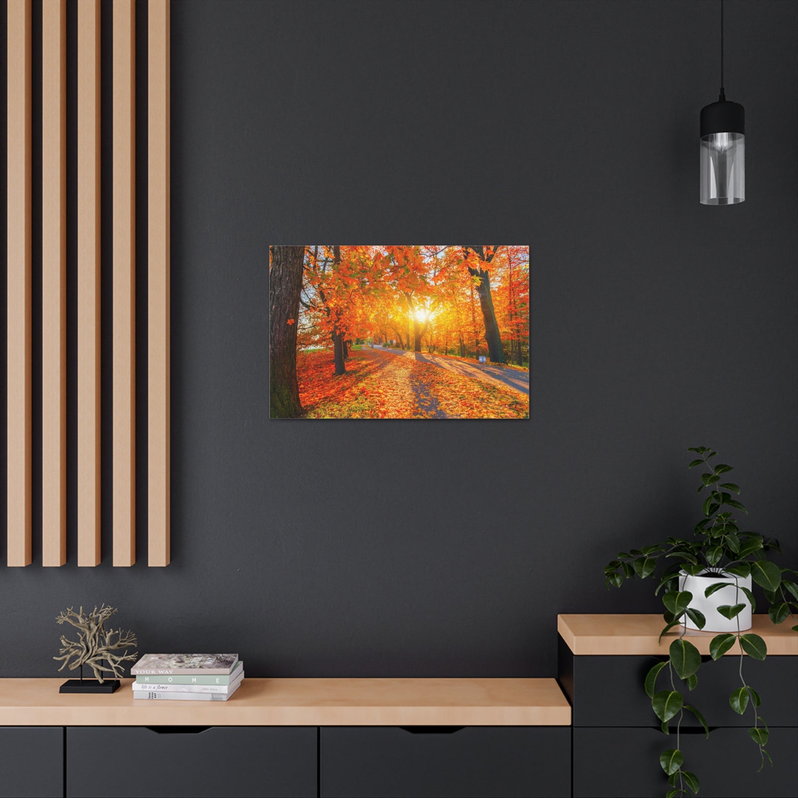 Autumn Forest Path Forest Floral Nature Photography Canvas Wall Art for Home Decor Ready-to-Hang-Express Your Love Gifts