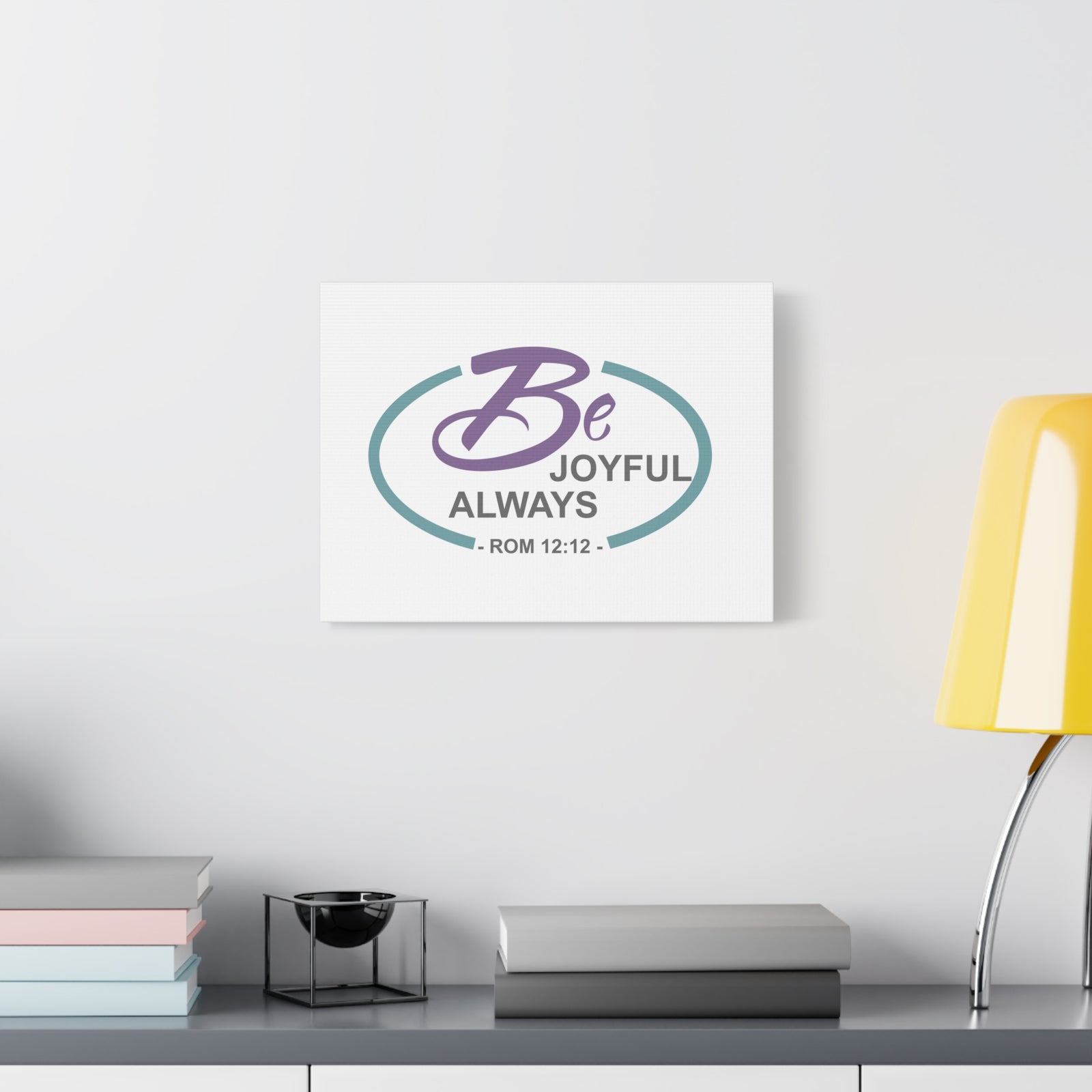 Scripture Canvas Joyful Always Romans 12:12 Dark Purple Christian Wall Art Bible Verse Print Ready to Hang-Express Your Love Gifts
