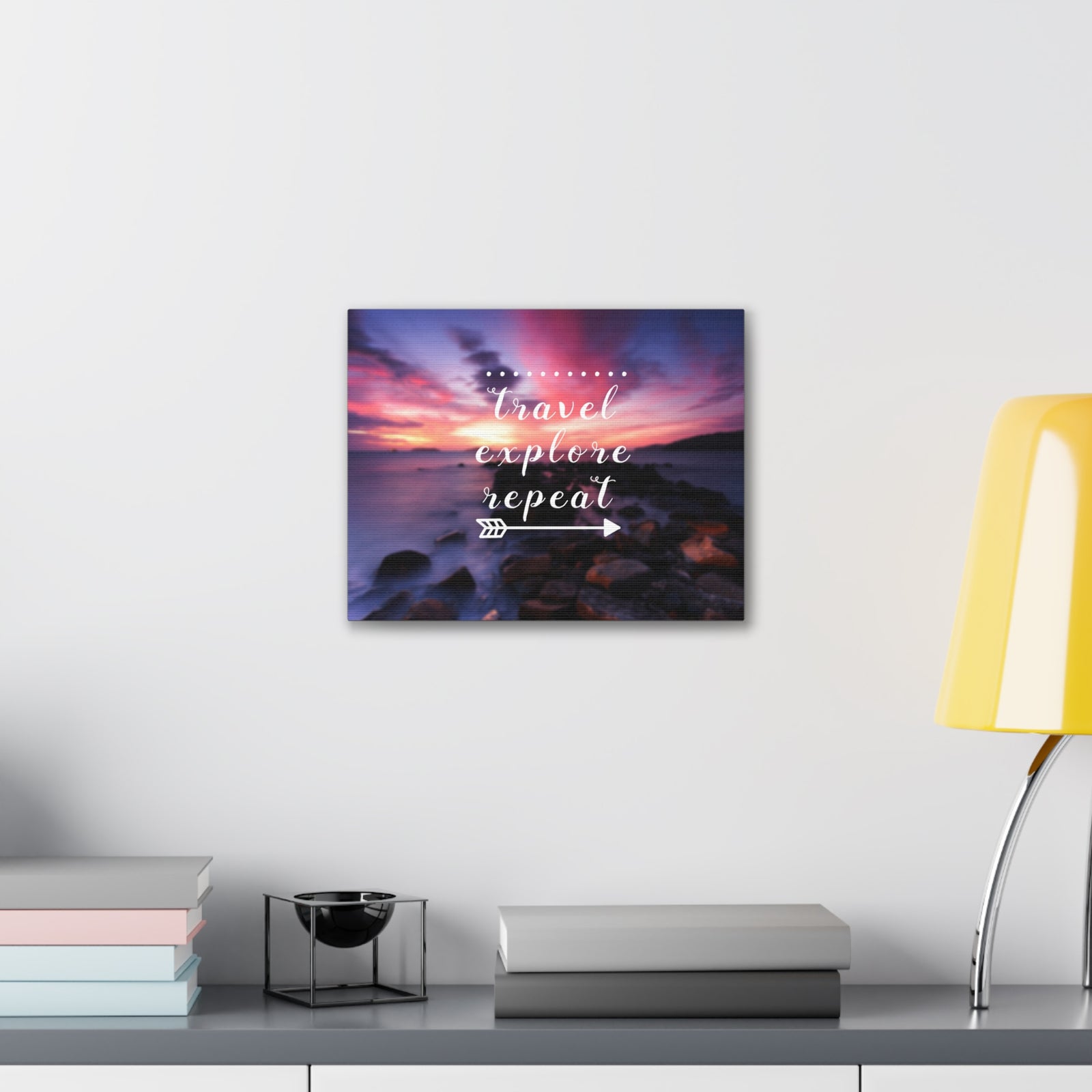 Inspirational Quote Canvas Travel Explore Repeat Motivational Print Ready to Hang Artwork-Express Your Love Gifts