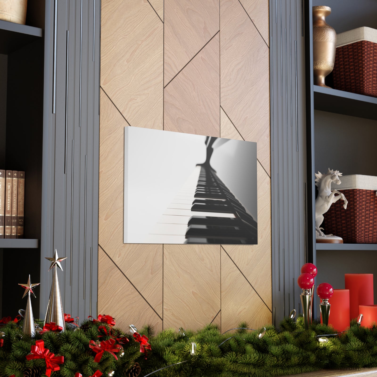 Piano Black And White Music Lover's Delight Piano Keyboard Canvas Wall Art for Home Decor Ready-to-Hang-Express Your Love Gifts
