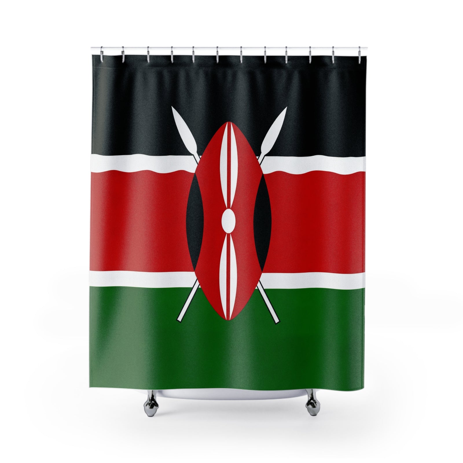 Kenya Flag Shower Curtain 71" x 74"-Express Your Love Gifts